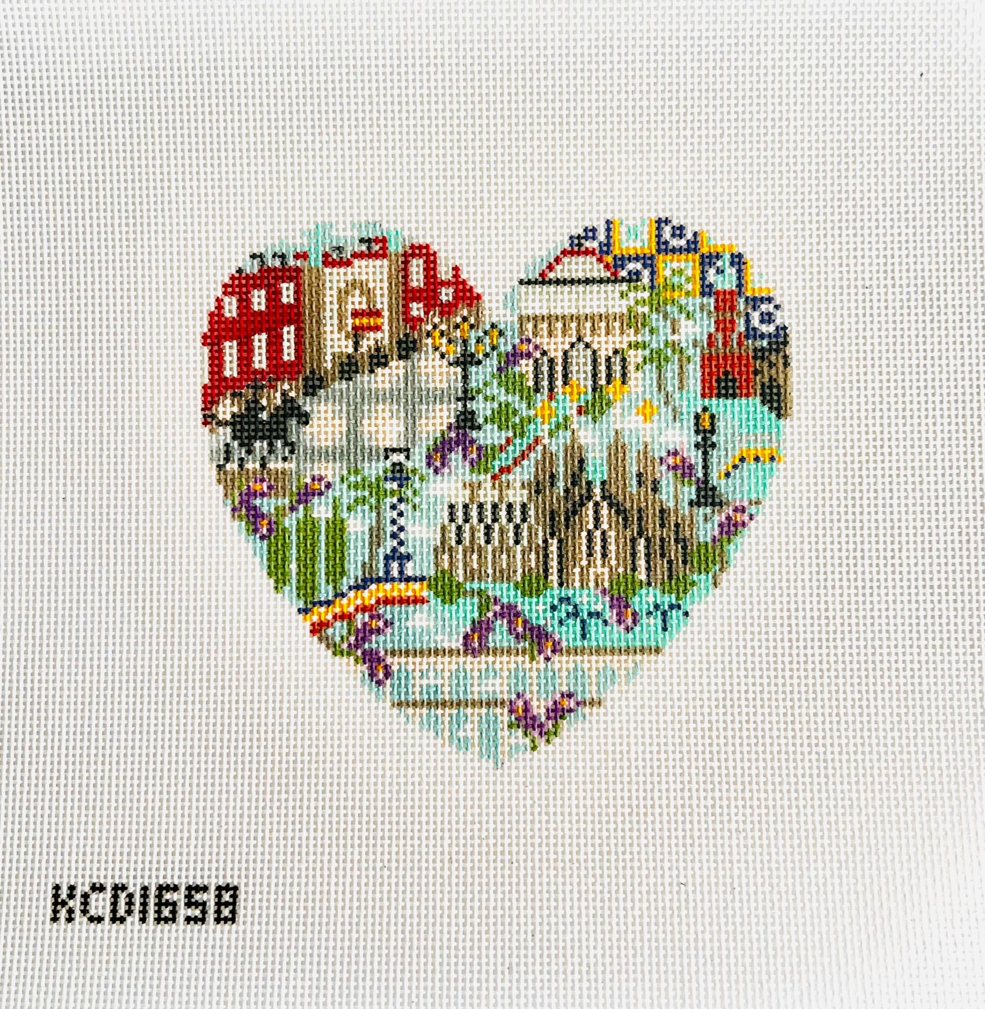 Spain Heart Canvas - KC Needlepoint
