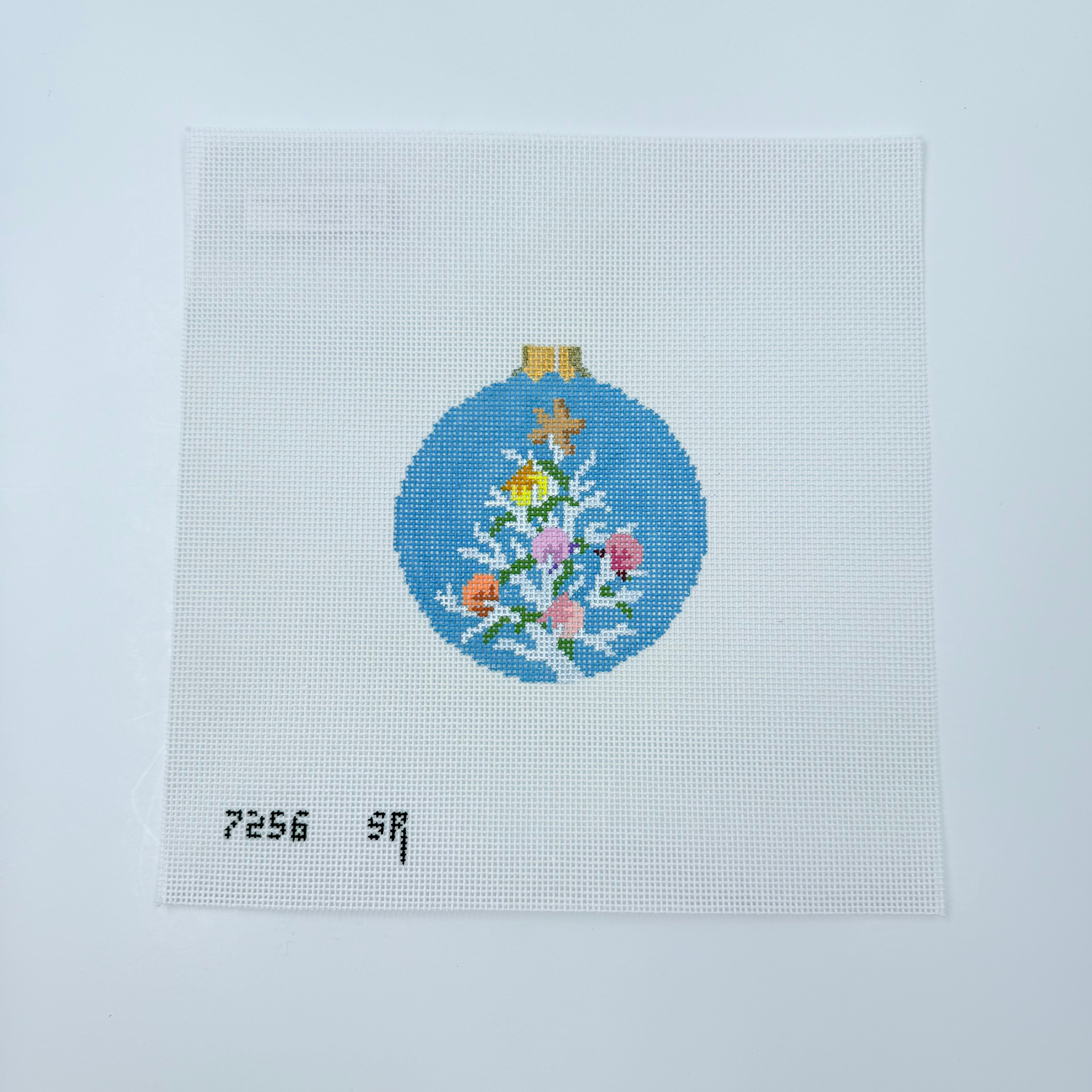 Coral Christmas Tree Round Canvas - KC Needlepoint