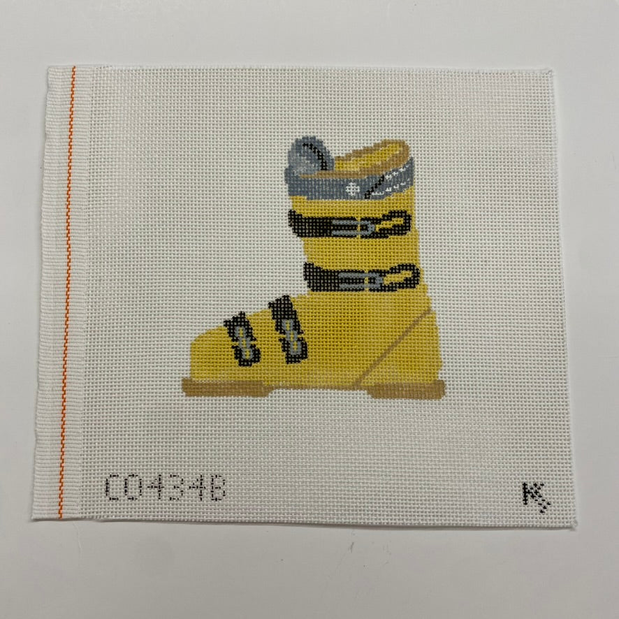 Yellow Ski Boot Canvas - KC Needlepoint
