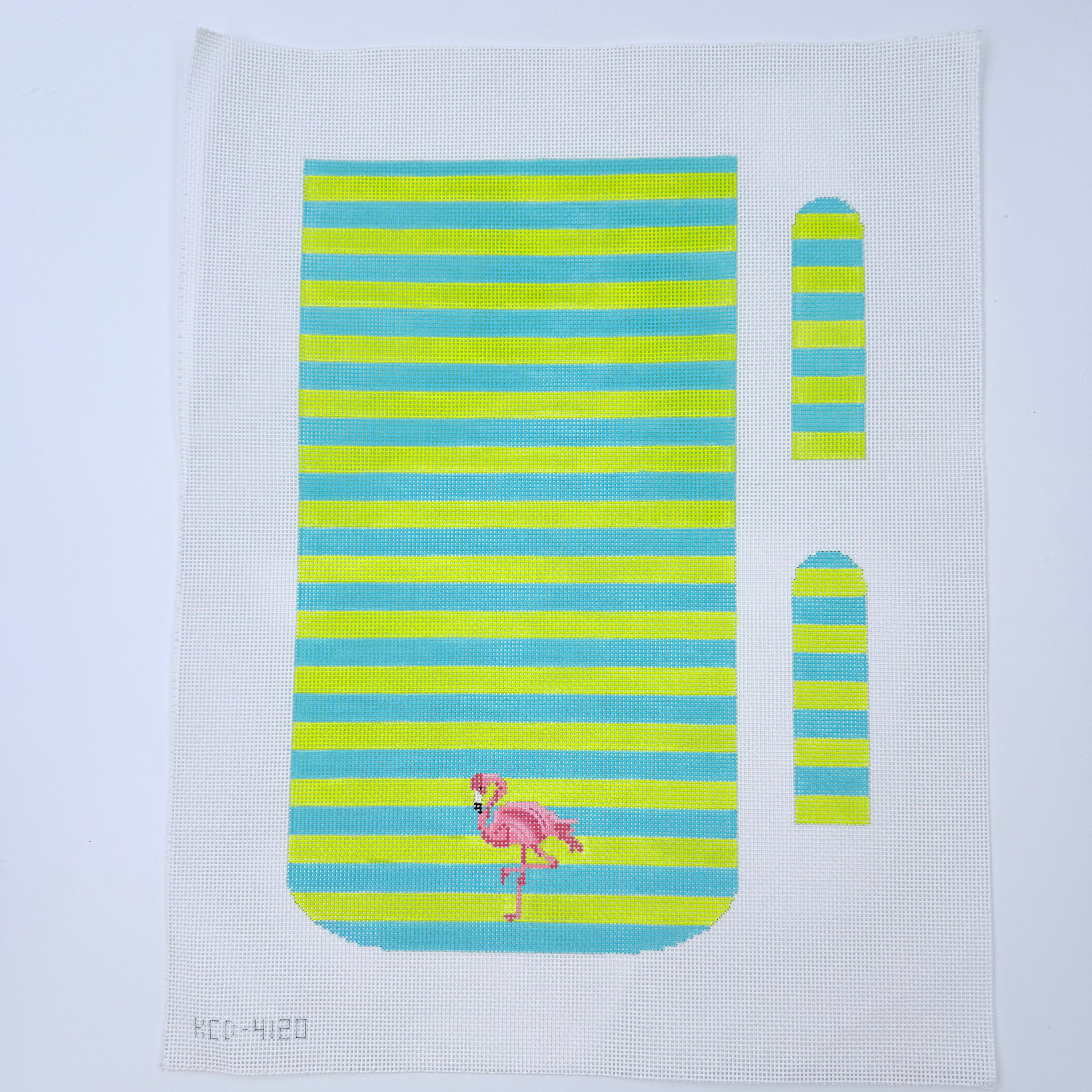 Flamingo on Stripes Purse Canvas - KC Needlepoint