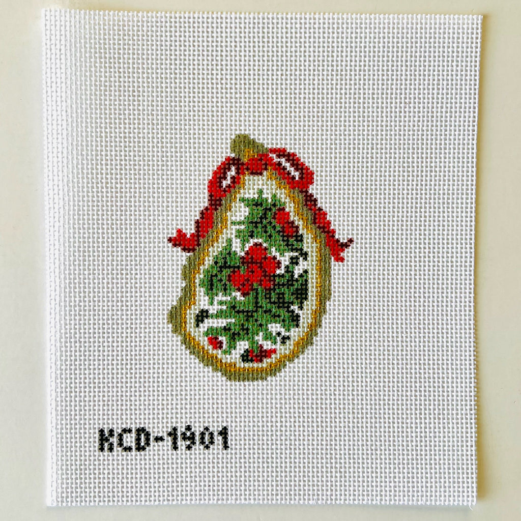 Holly Gilded Oyster Canvas - KC Needlepoint