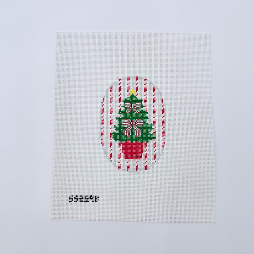 Red Christmas Tree with Bows Canvas - KC Needlepoint