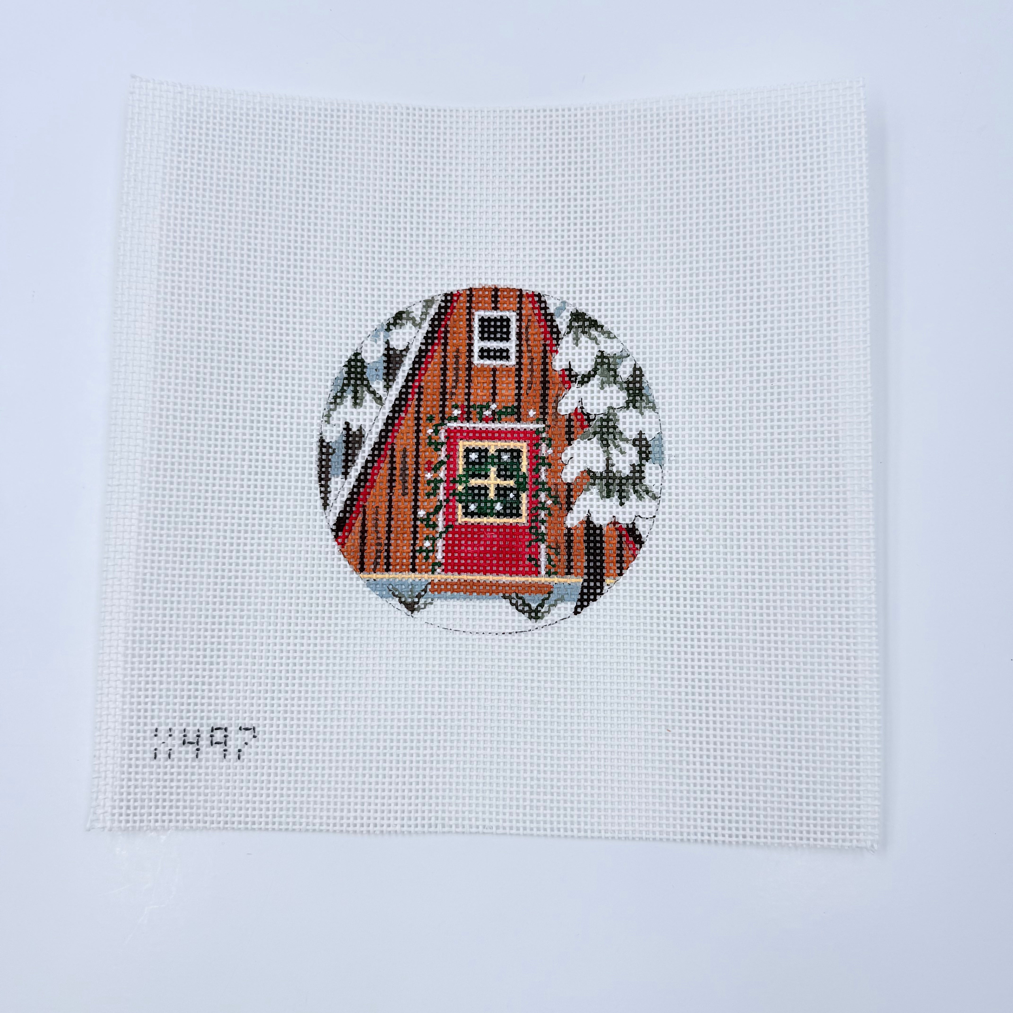 Cabin in the Woods Ornament Canvas - KC Needlepoint