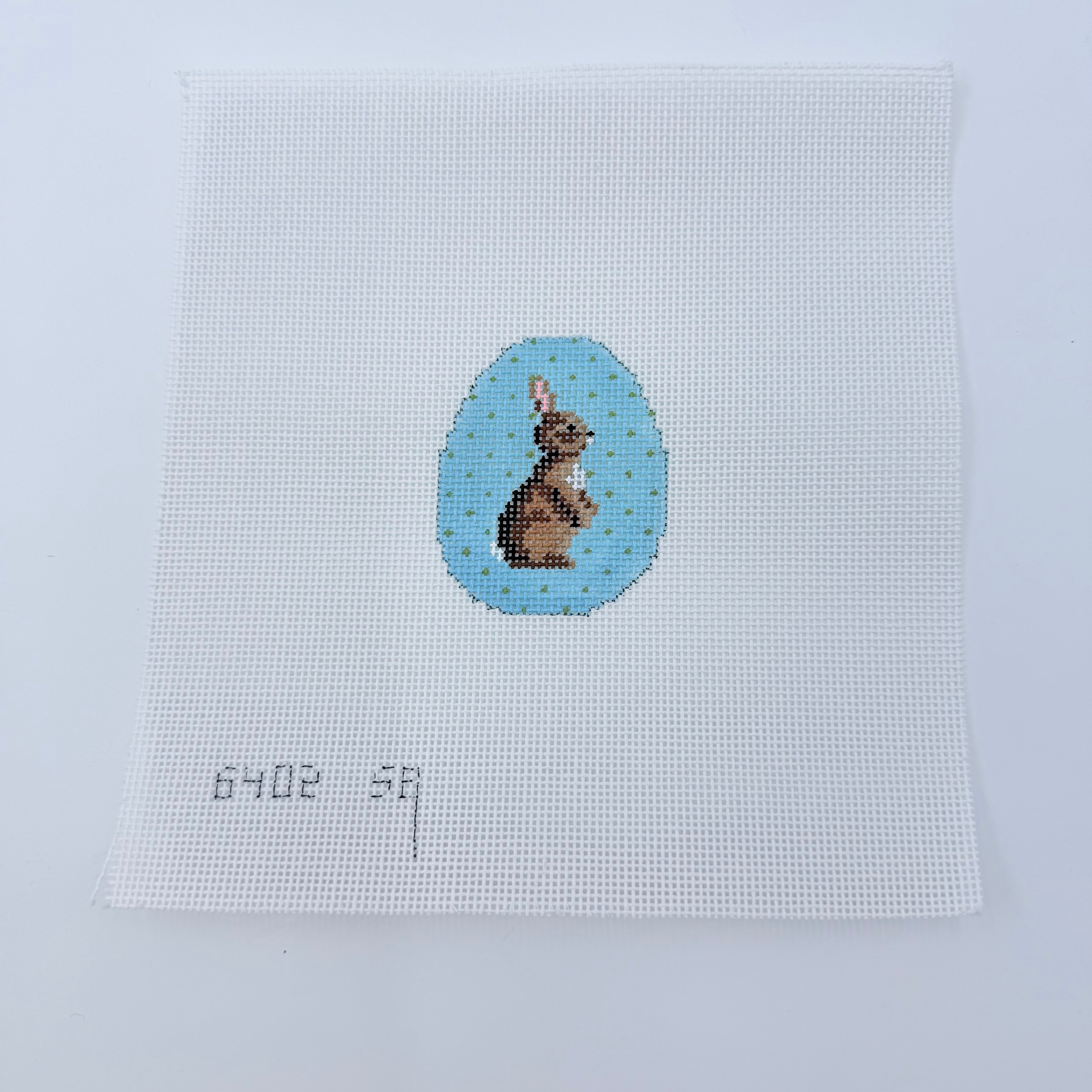 Bunny with Lattice Mini Egg Canvas - KC Needlepoint