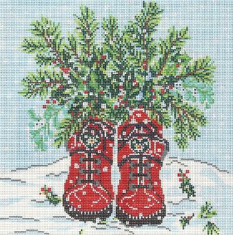 Winter Boots Needlepoint Canvas - KC Needlepoint