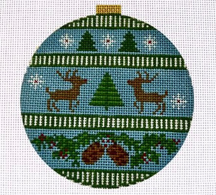 Reindeer Ornament Canvas - KC Needlepoint