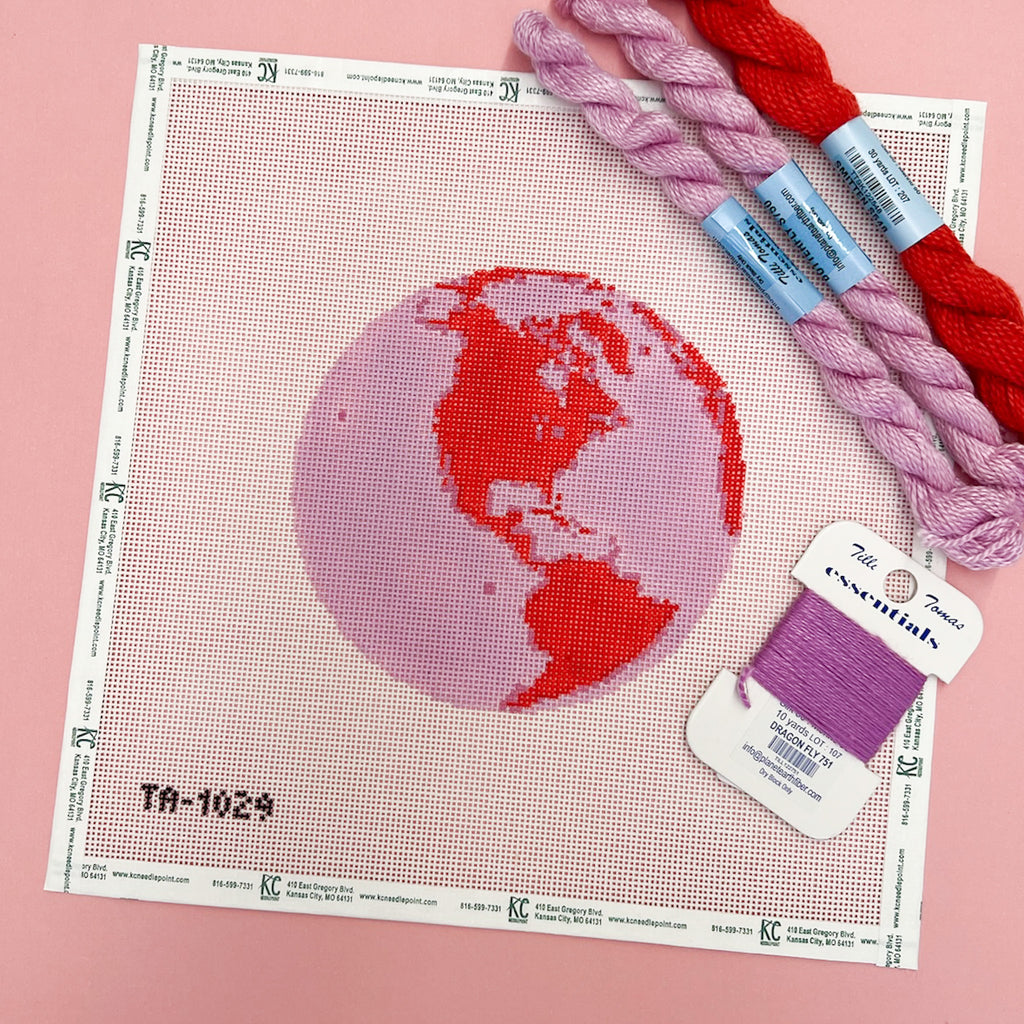 Pink Globe Kit - KC Needlepoint