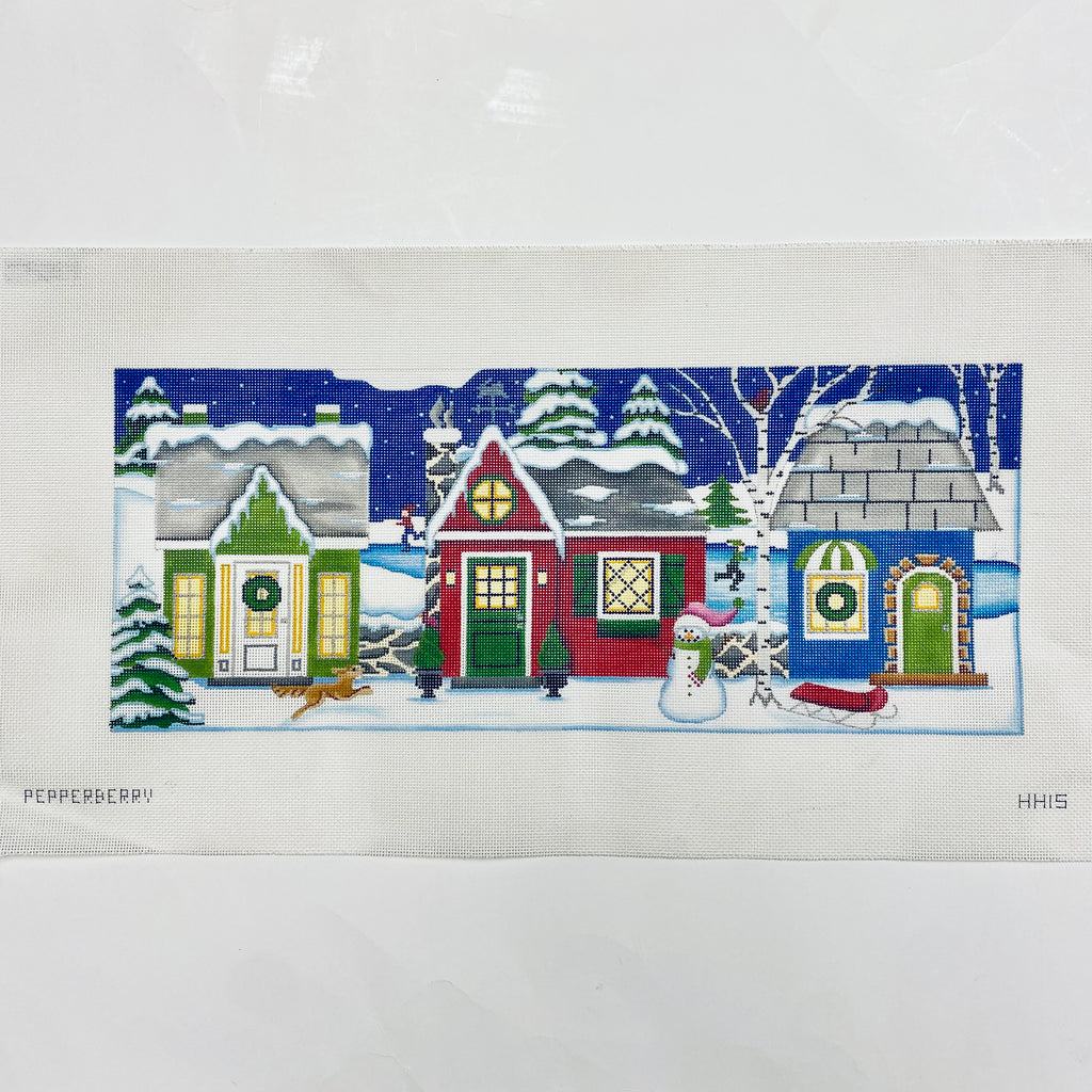 Christmas House Row Canvas - KC Needlepoint