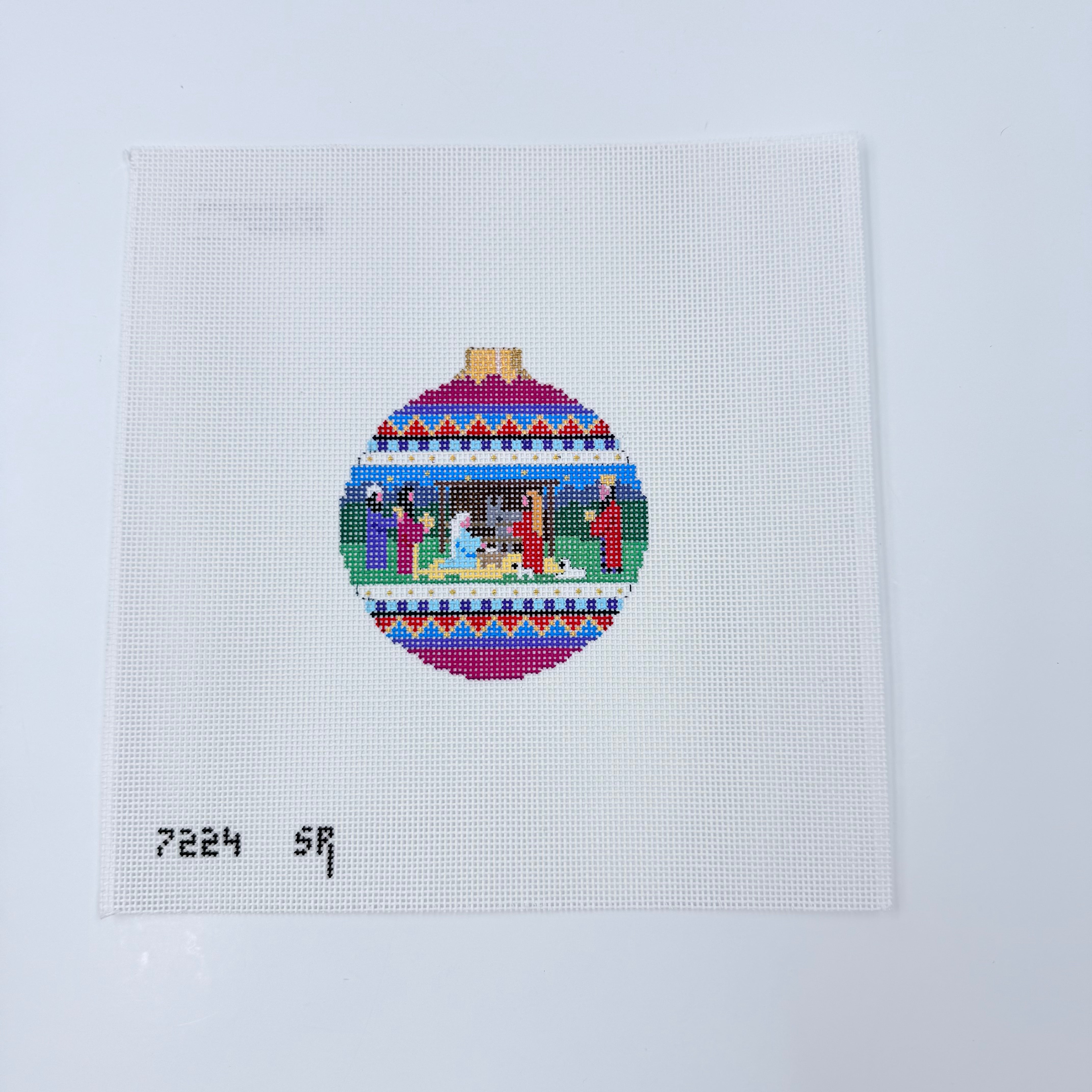 Nativity Round Canvas - KC Needlepoint
