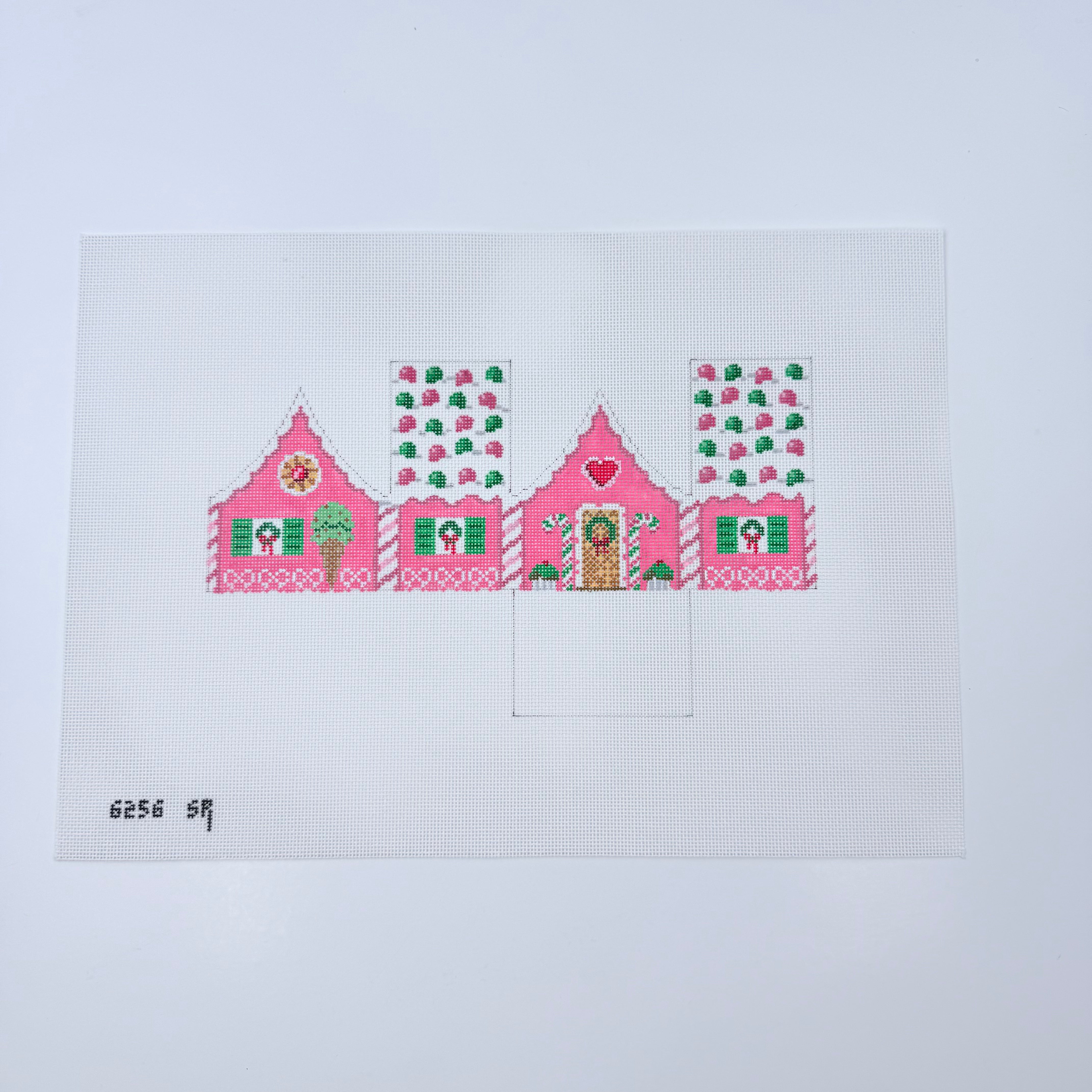 Gum Drops and Peppermint Gingerbread House Canvas - KC Needlepoint