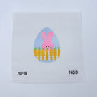Bunny with Carrot Fence Egg Canvas - KC Needlepoint