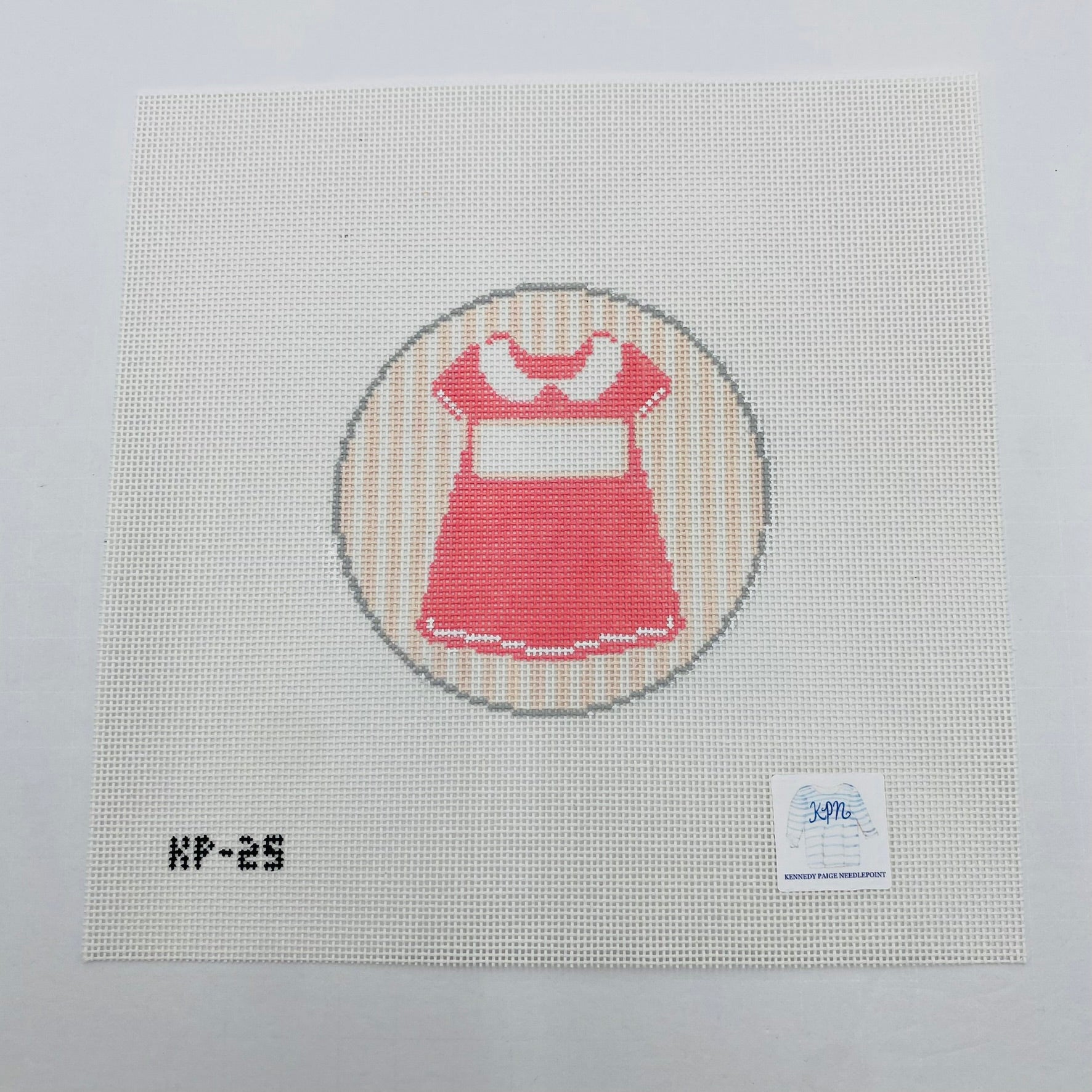 Smocked Dress Round Canvas - KC Needlepoint