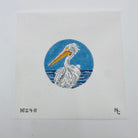 White Pelican Round Canvas - KC Needlepoint