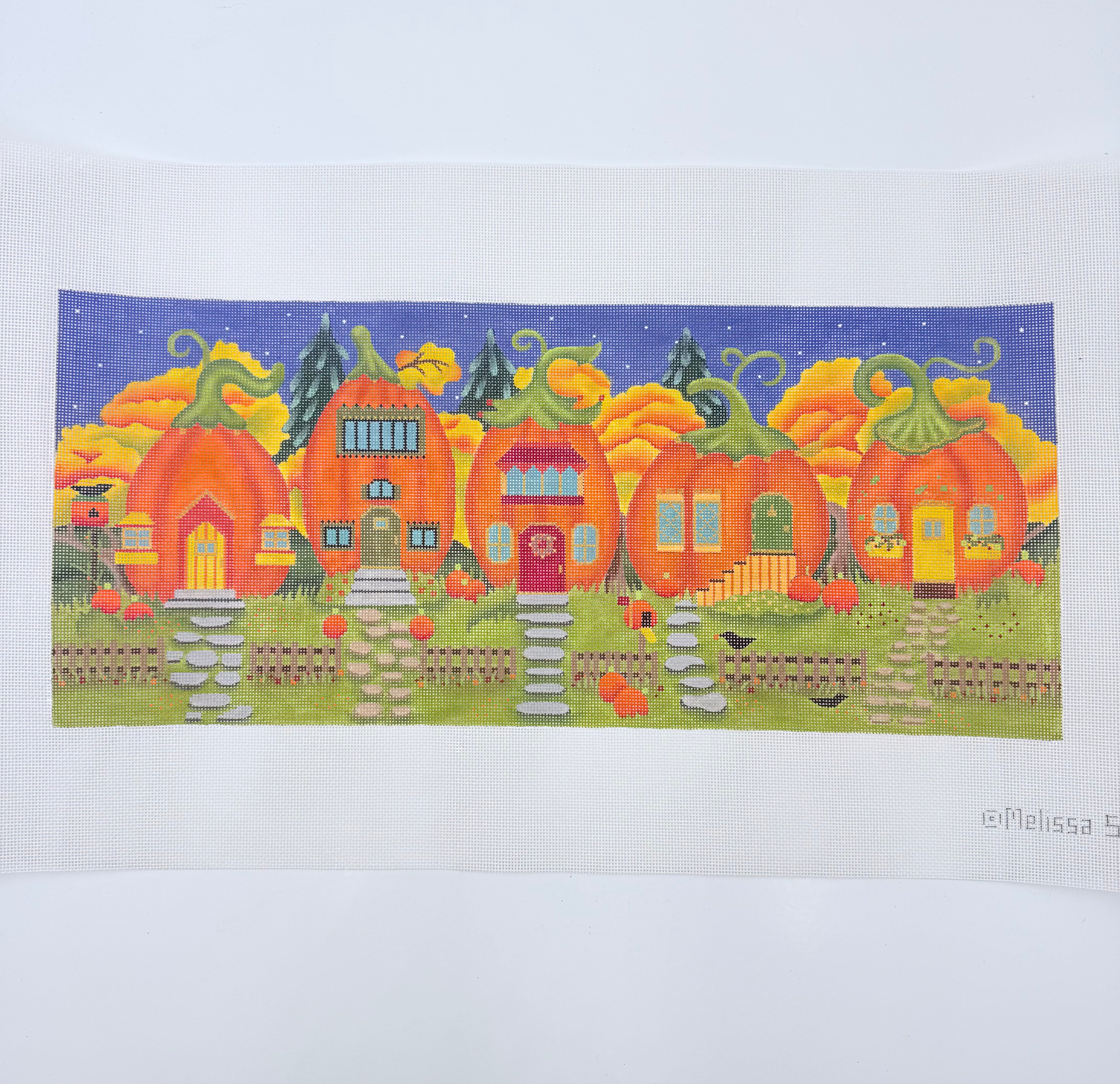 Pumpkin Lane Needlepoint Canvas - KC Needlepoint