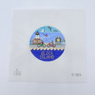 Block Island Travel Round Needlepoint Canvas - KC Needlepoint