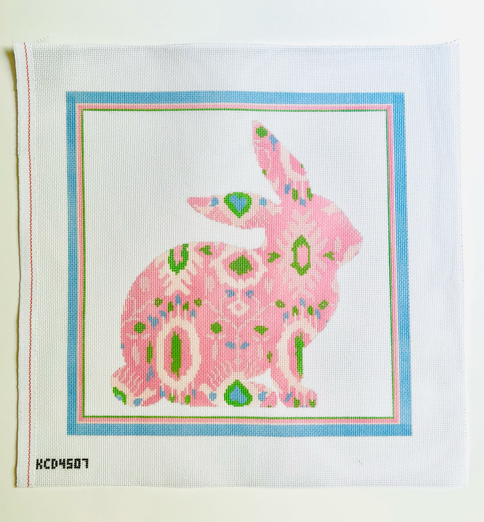 Ikat Bunny Canvas - KC Needlepoint