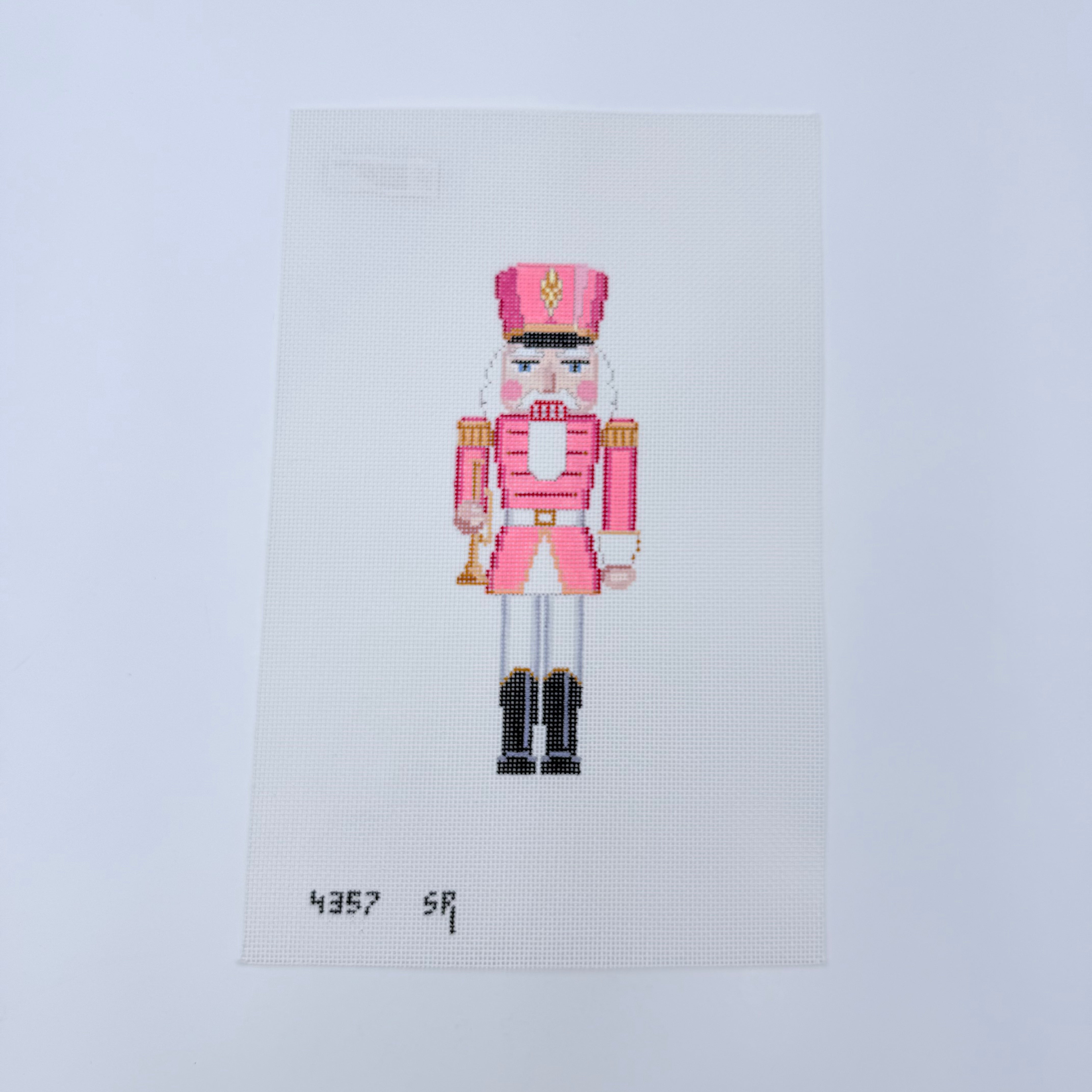 Pink Trumpeter Nutcracker Canvas - KC Needlepoint