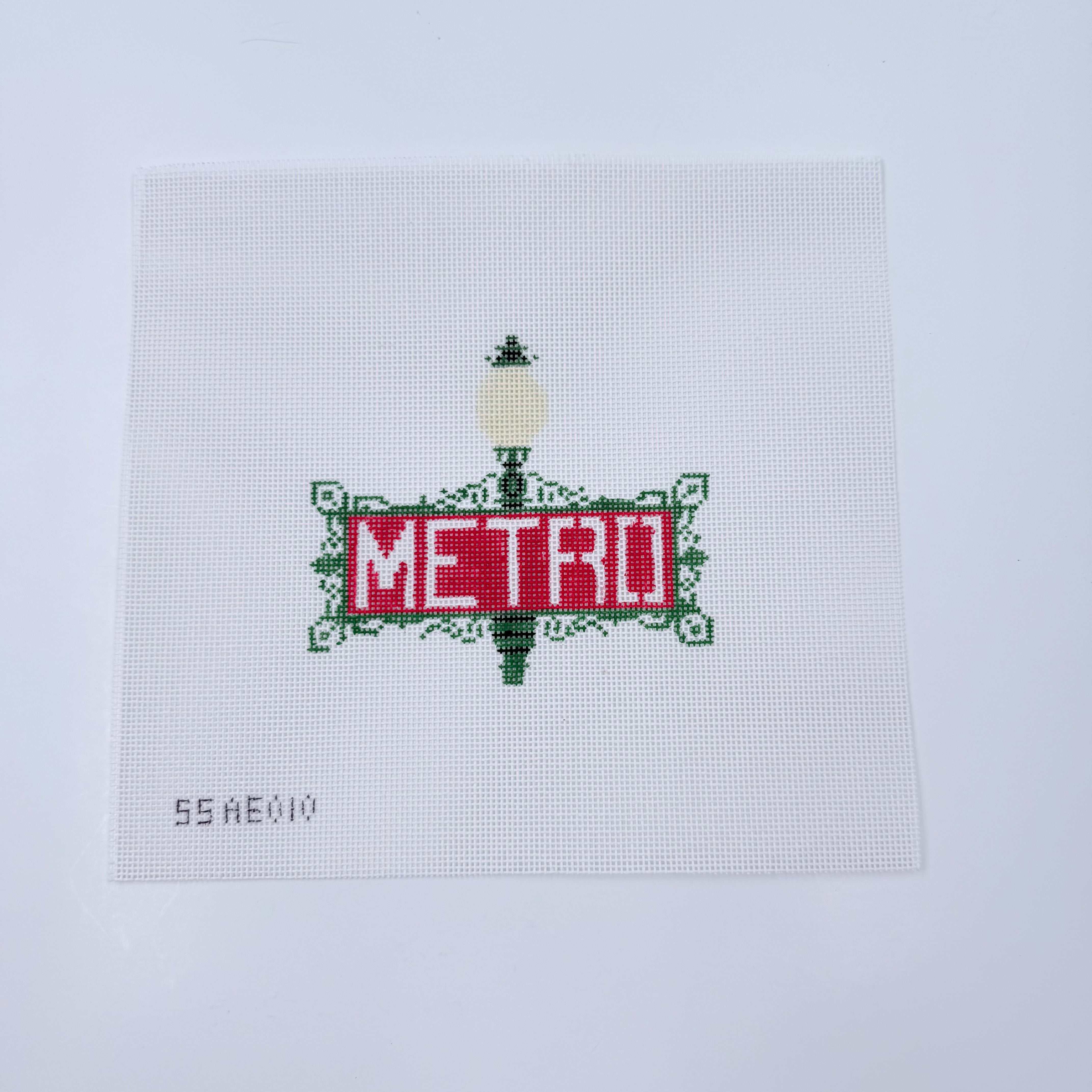 Metro Station Sign Canvas - KC Needlepoint