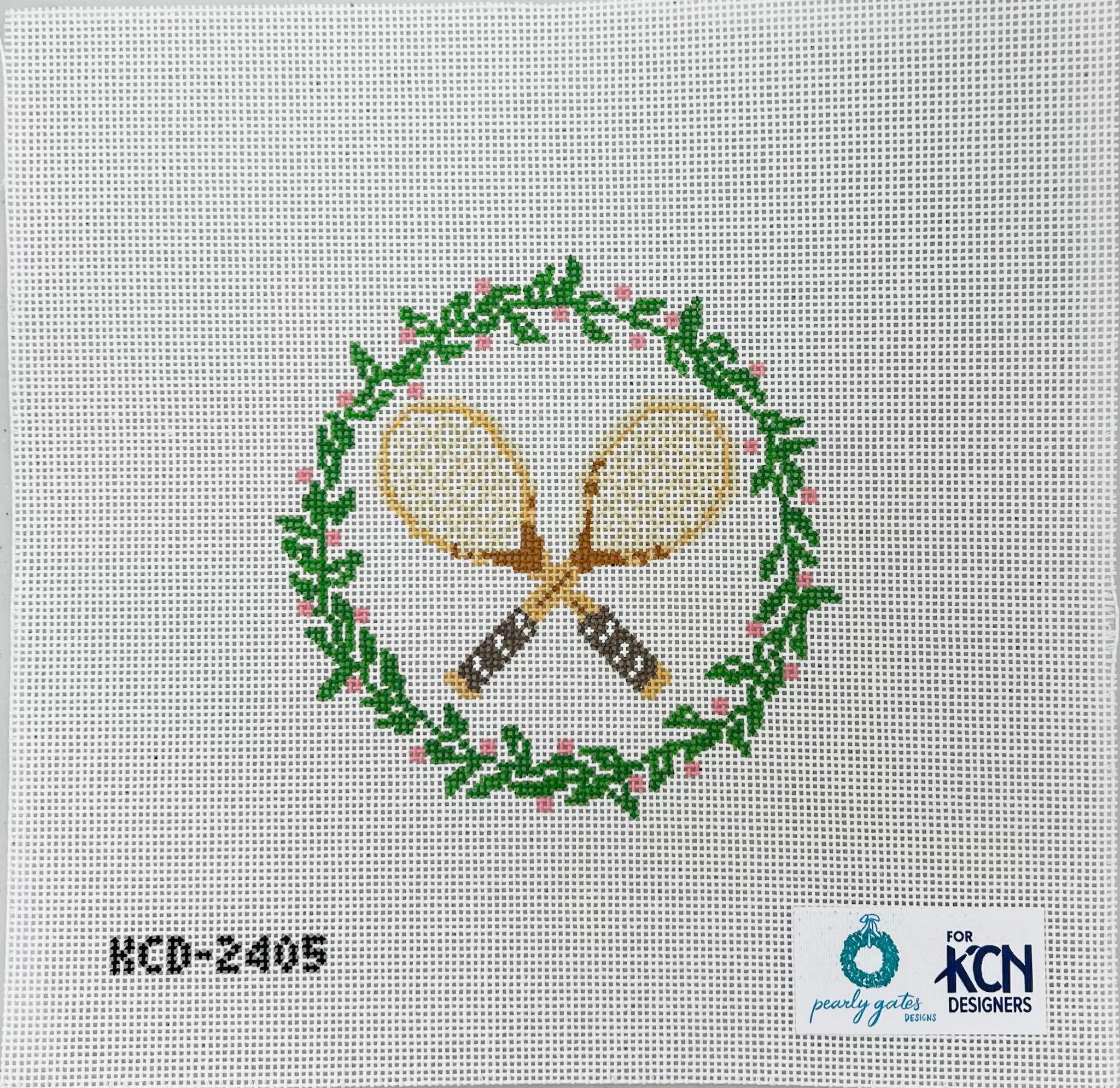 Tennis Wreath Canvas - KC Needlepoint