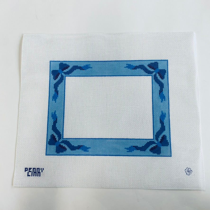 Blue Bow Frame Canvas - KC Needlepoint