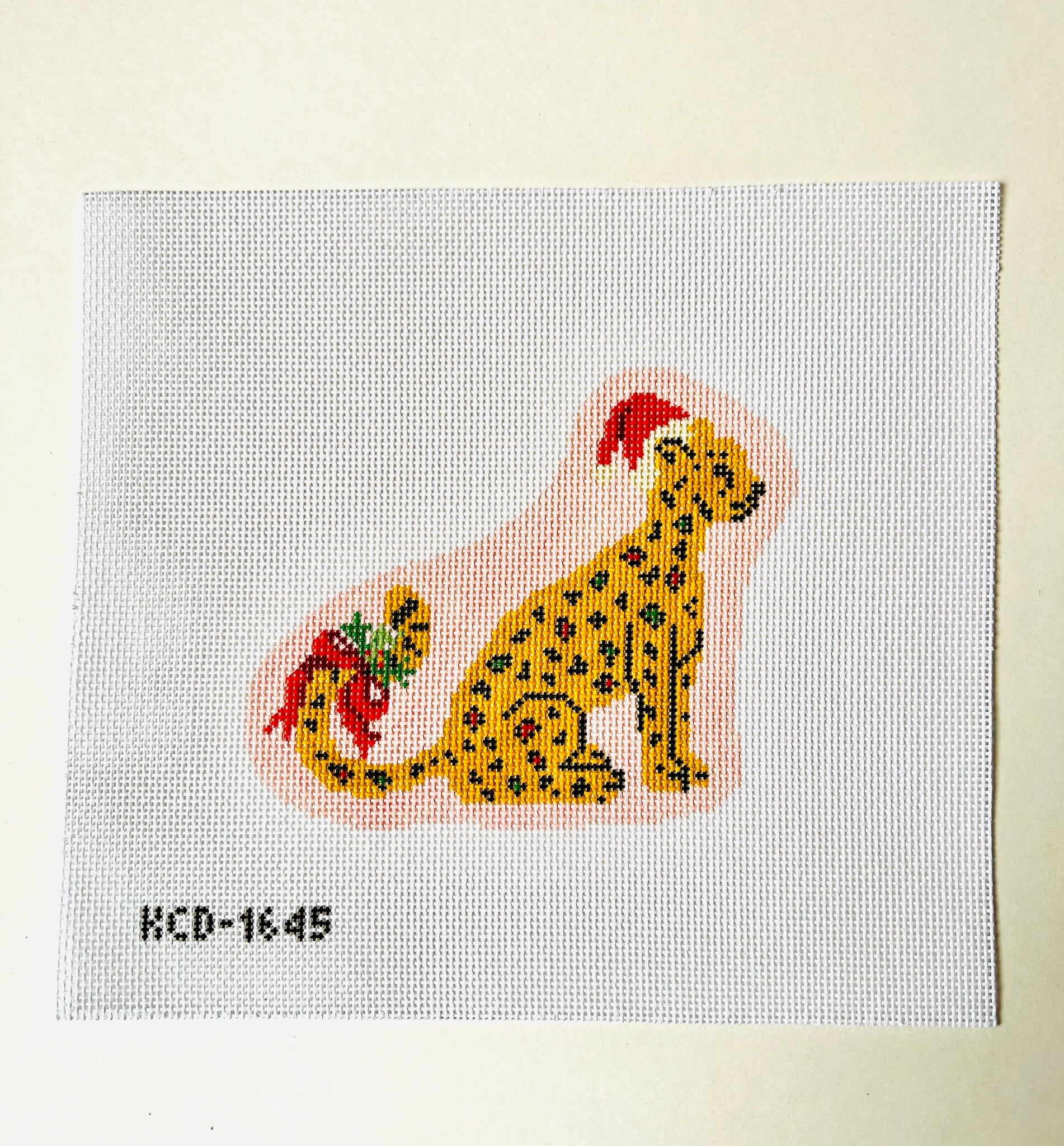 Holiday Cheetah Ornament Canvas - KC Needlepoint