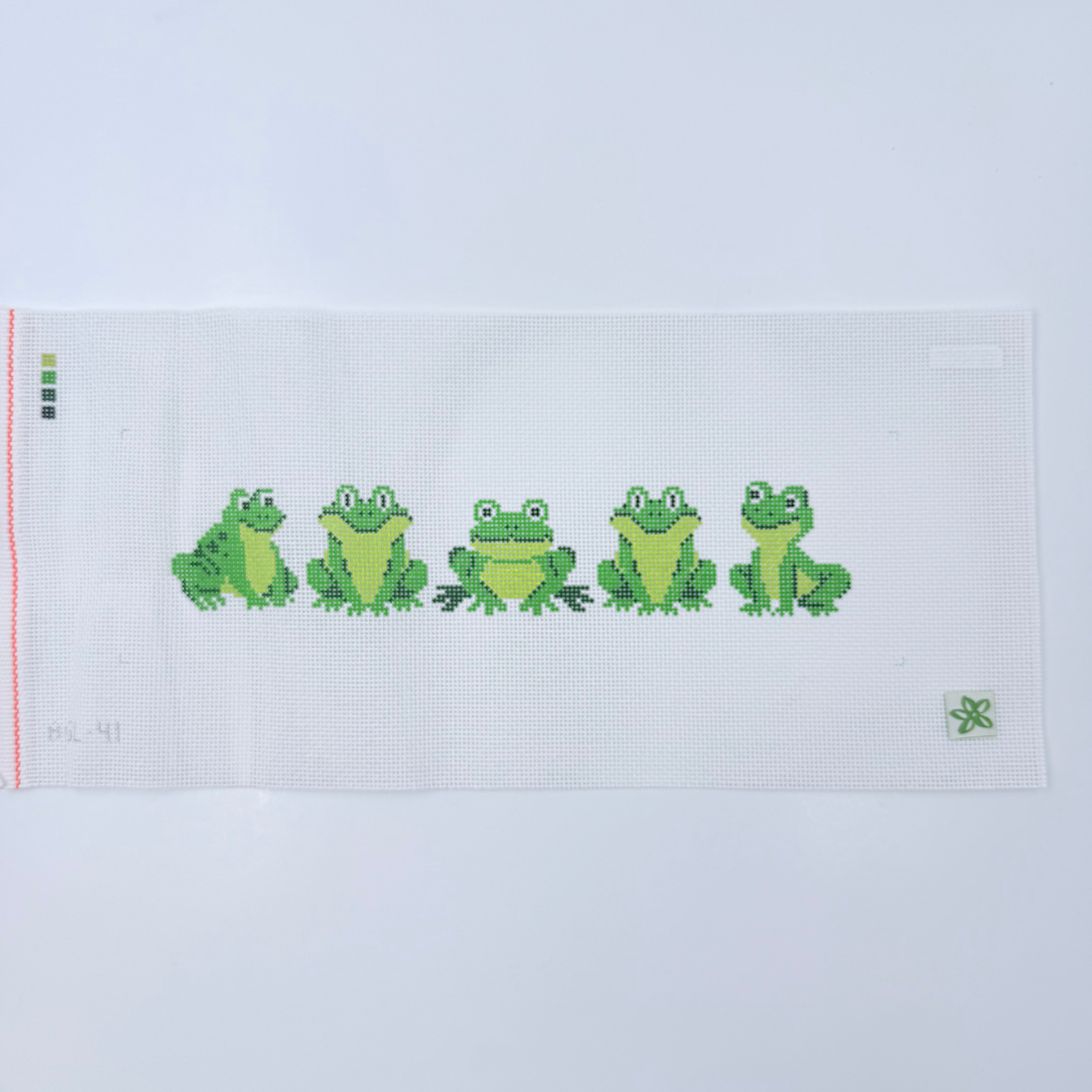 Frogs in a Line Canvas - KC Needlepoint