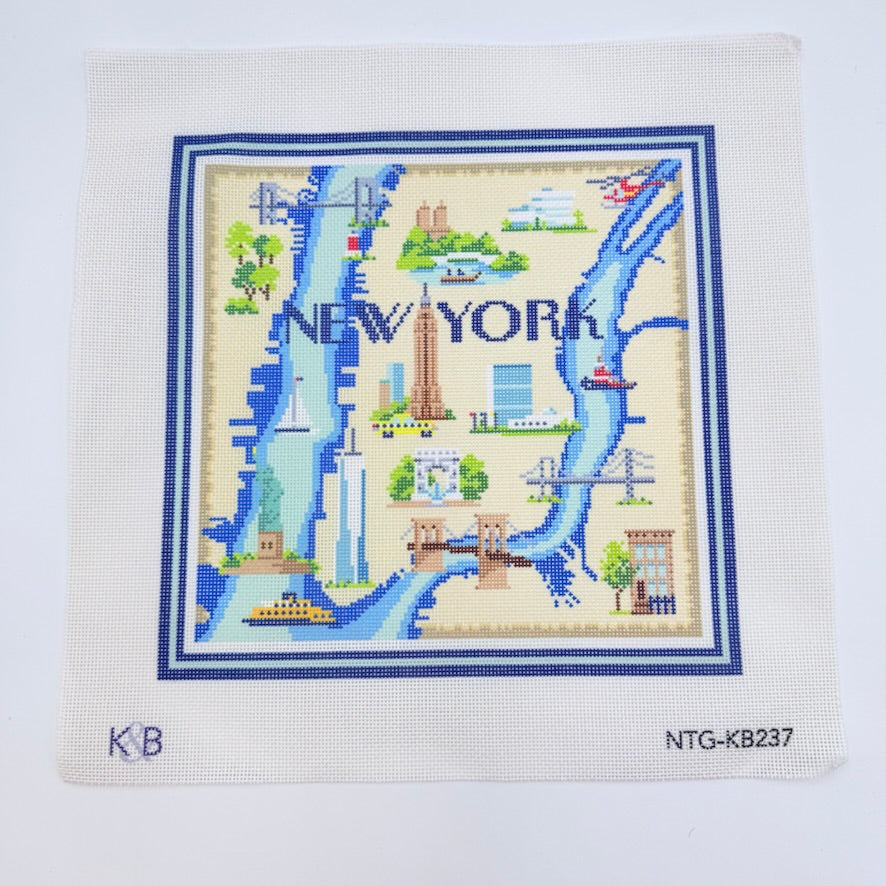 New York Map Canvas - KC Needlepoint