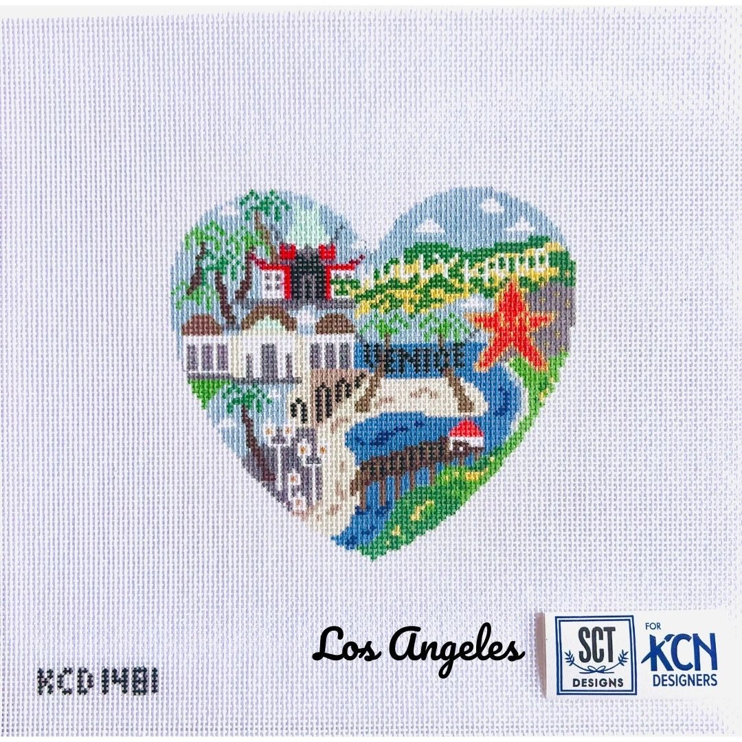 Los Angeles Heart Canvas - KC Needlepoint