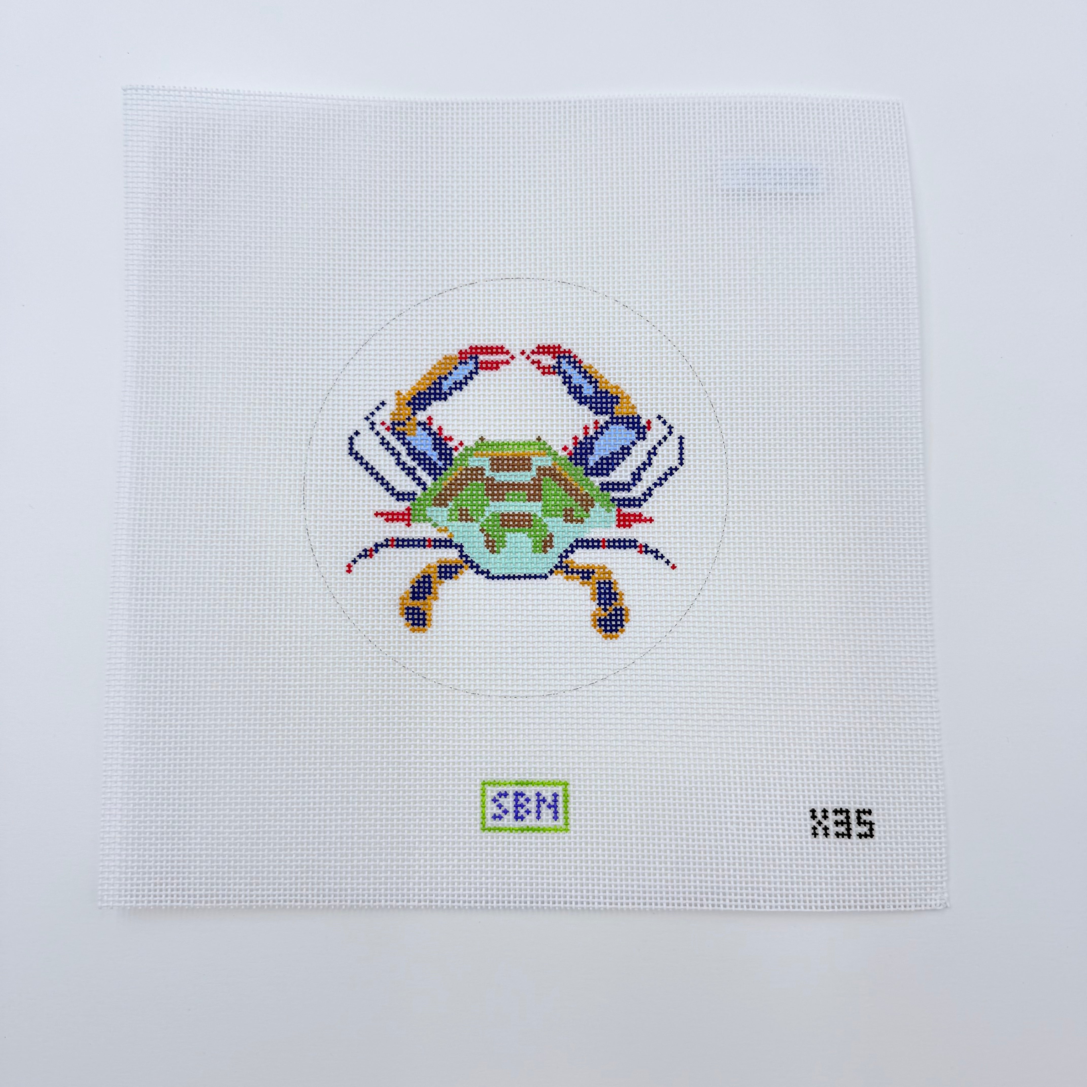 Crab Round Canvas - KC Needlepoint