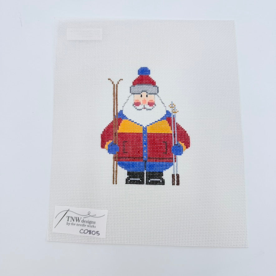 Skiing Santa Canvas - KC Needlepoint