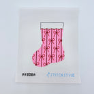 Red Bows on Pink Mini Sock Needlepoint Canvas - KC Needlepoint