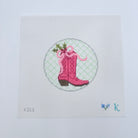 Pink Boot and Bow Canvas - KC Needlepoint