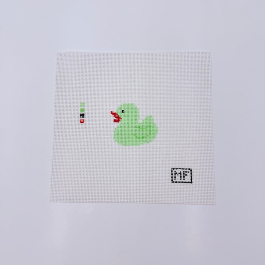 Green Duck Mini Canvas - KC Needlepoint