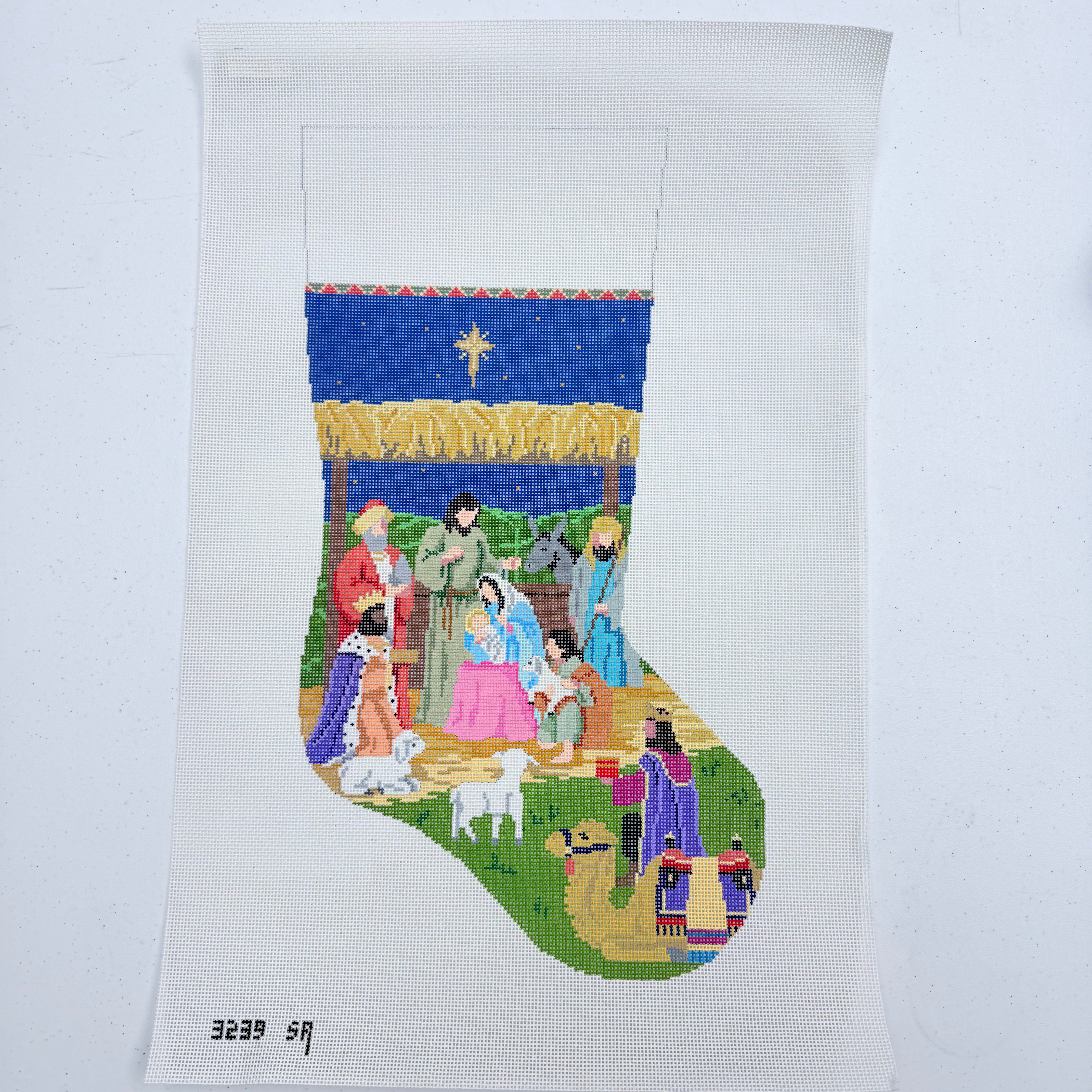Nativity Stable Stocking Canvas - KC Needlepoint