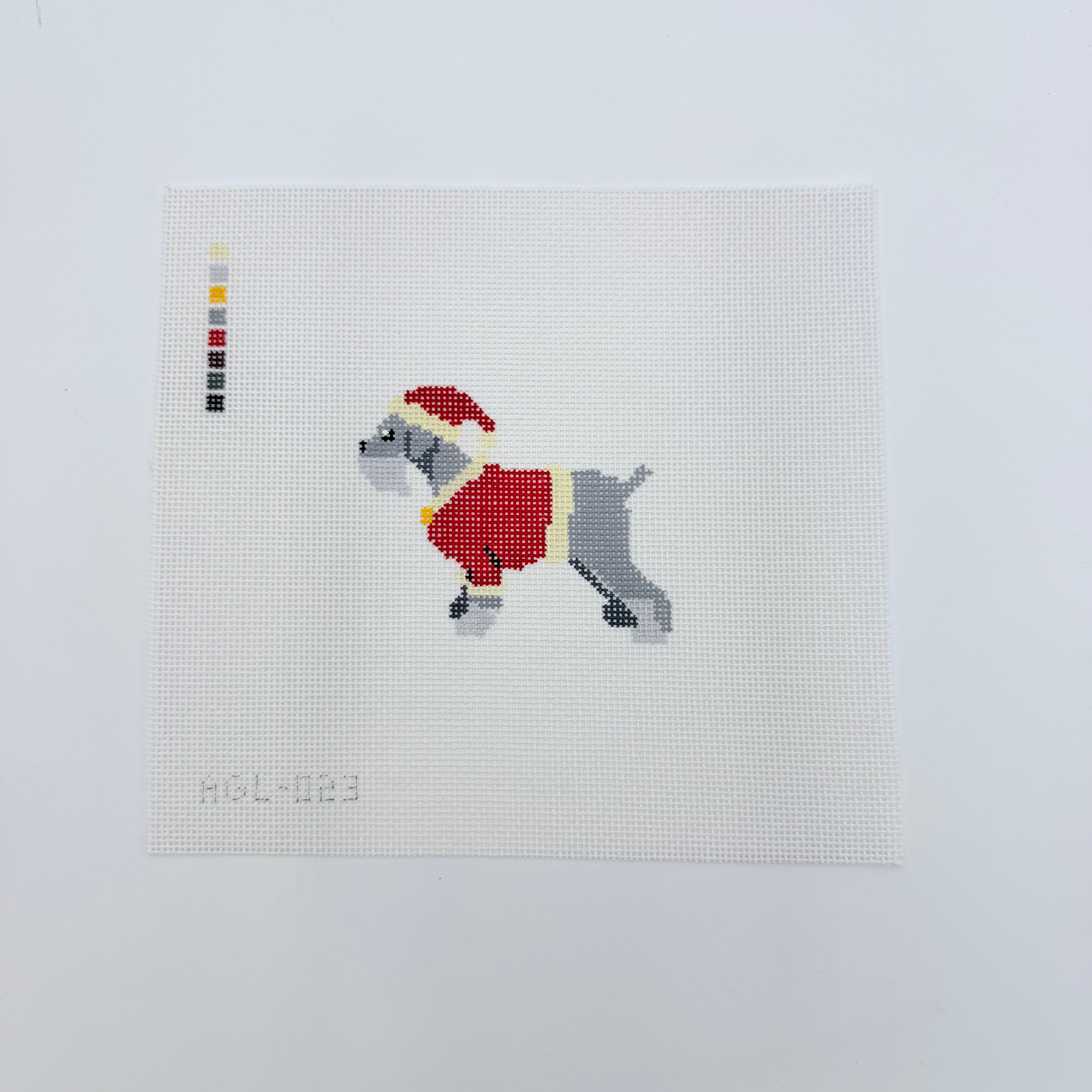 Santa Schnauzer Canvas - KC Needlepoint