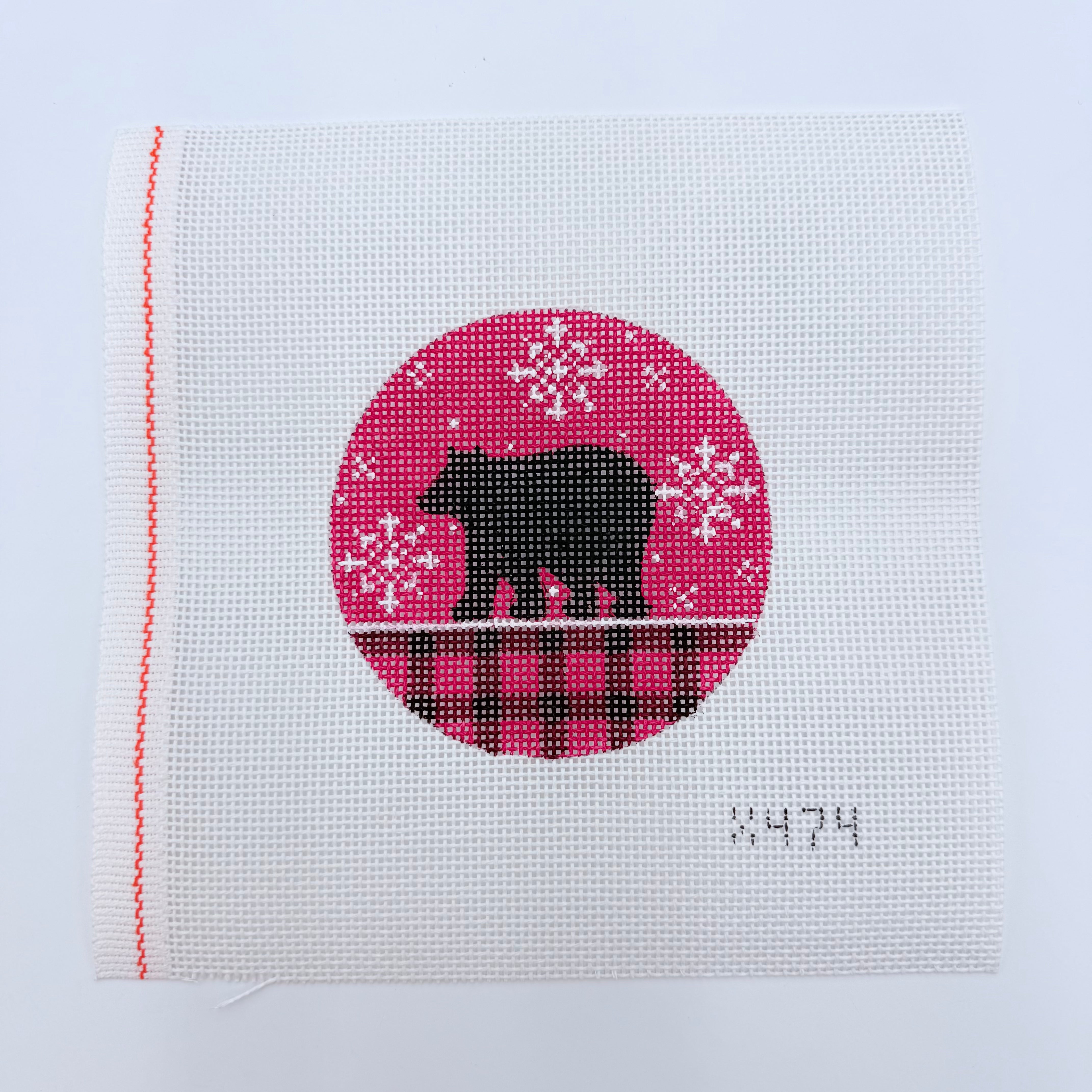 Bear and Red Plaid Ornament Canvas - KC Needlepoint