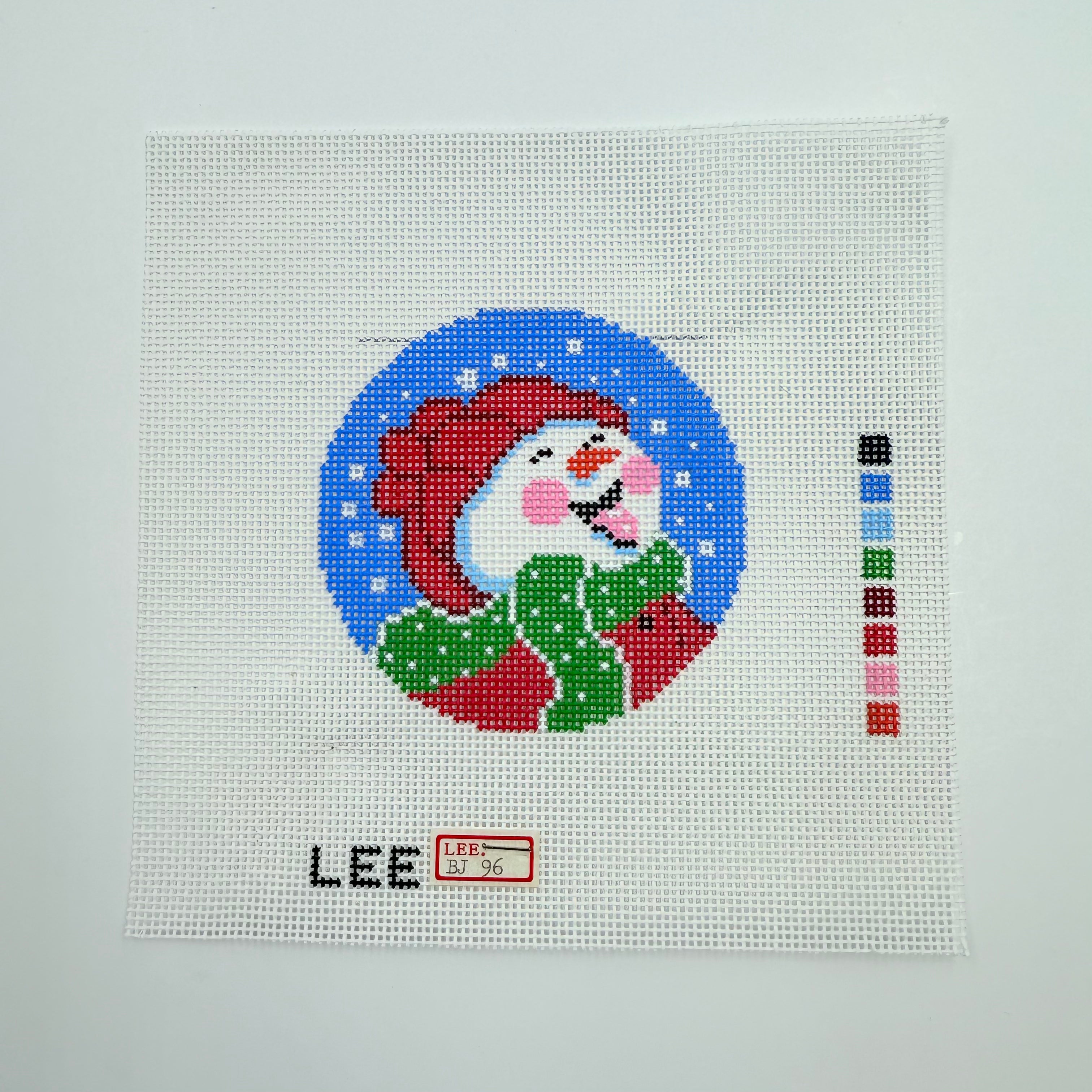 Happy Snowman 3" Round Canvas - KC Needlepoint