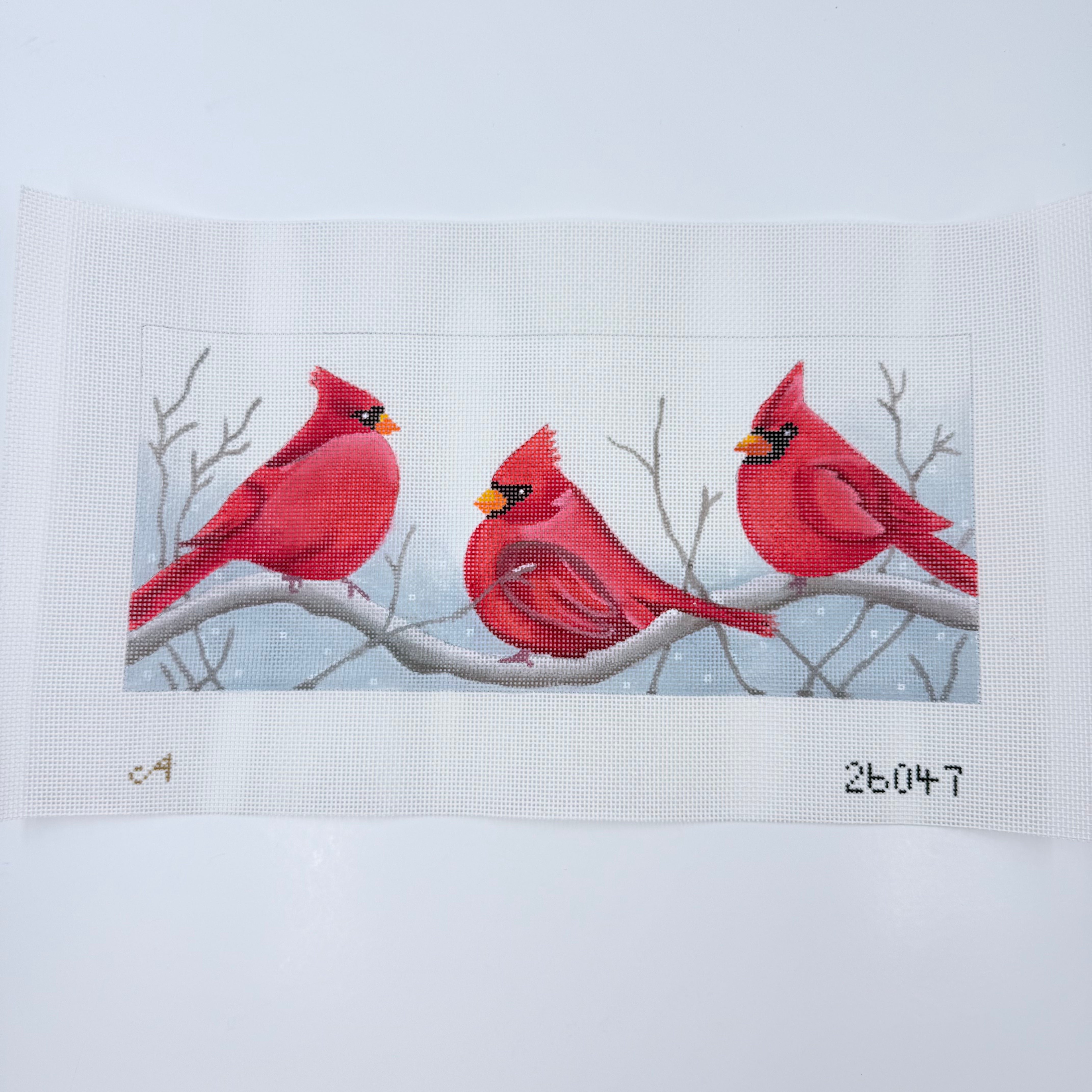 Three Cardinals in the Snow Canvas - KC Needlepoint
