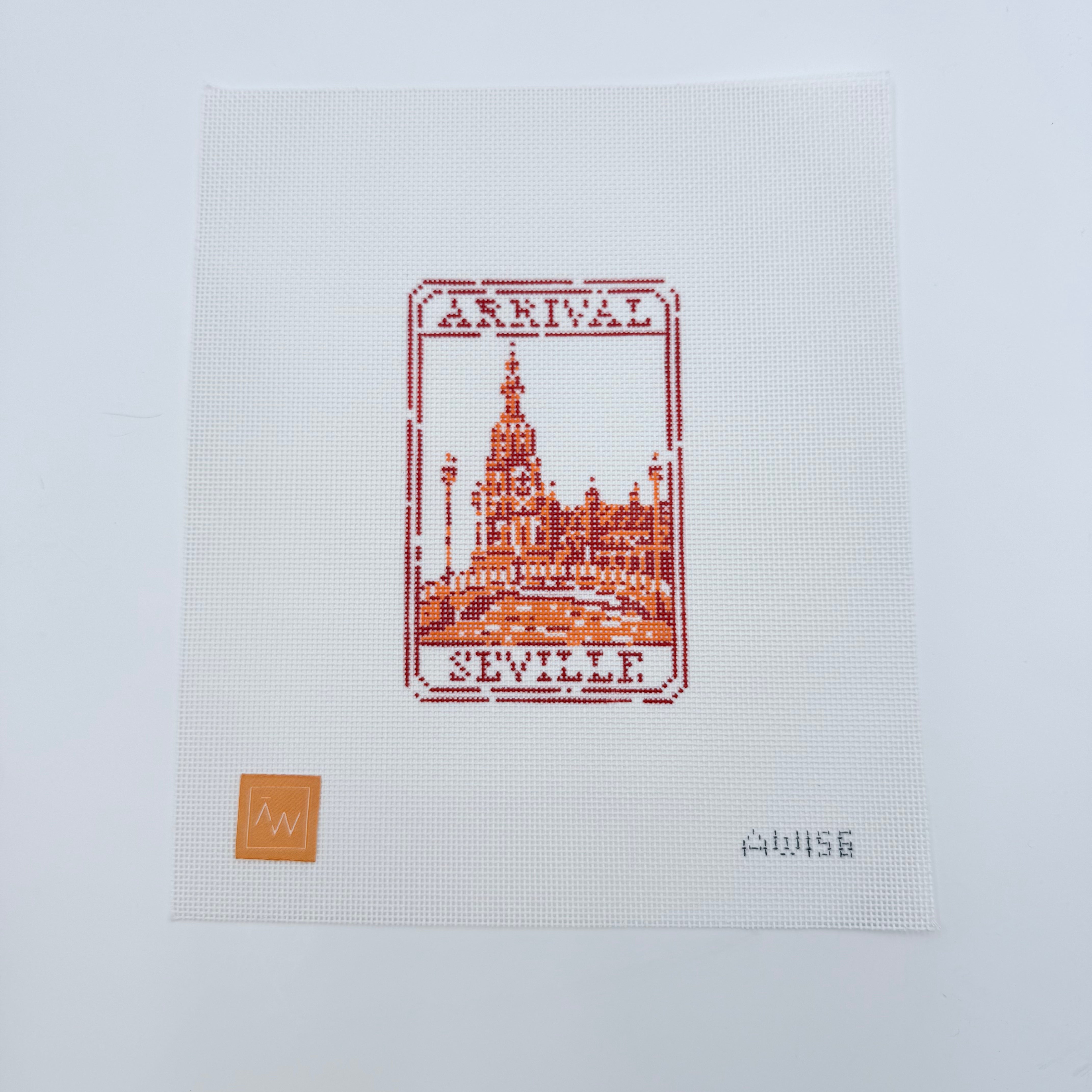Passport Stamp-Seville Canvas - KC Needlepoint