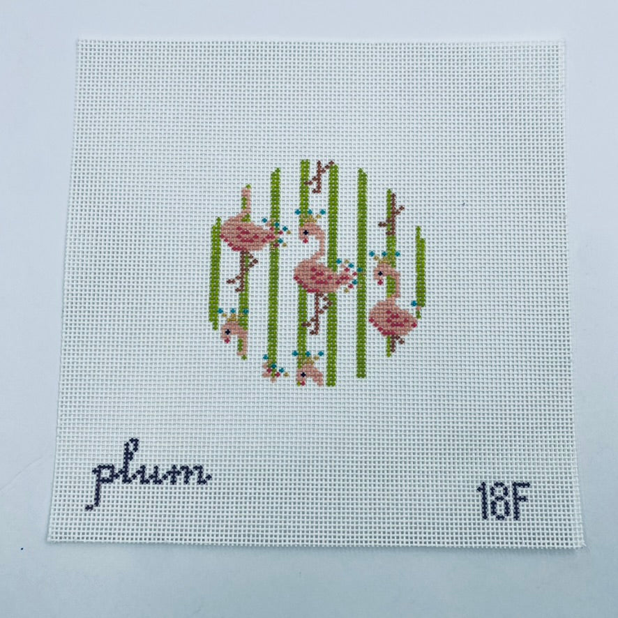 Flamingo Round Canvas - KC Needlepoint
