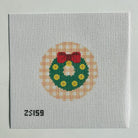 Green Wreath with Red Bow Canvas - KC Needlepoint