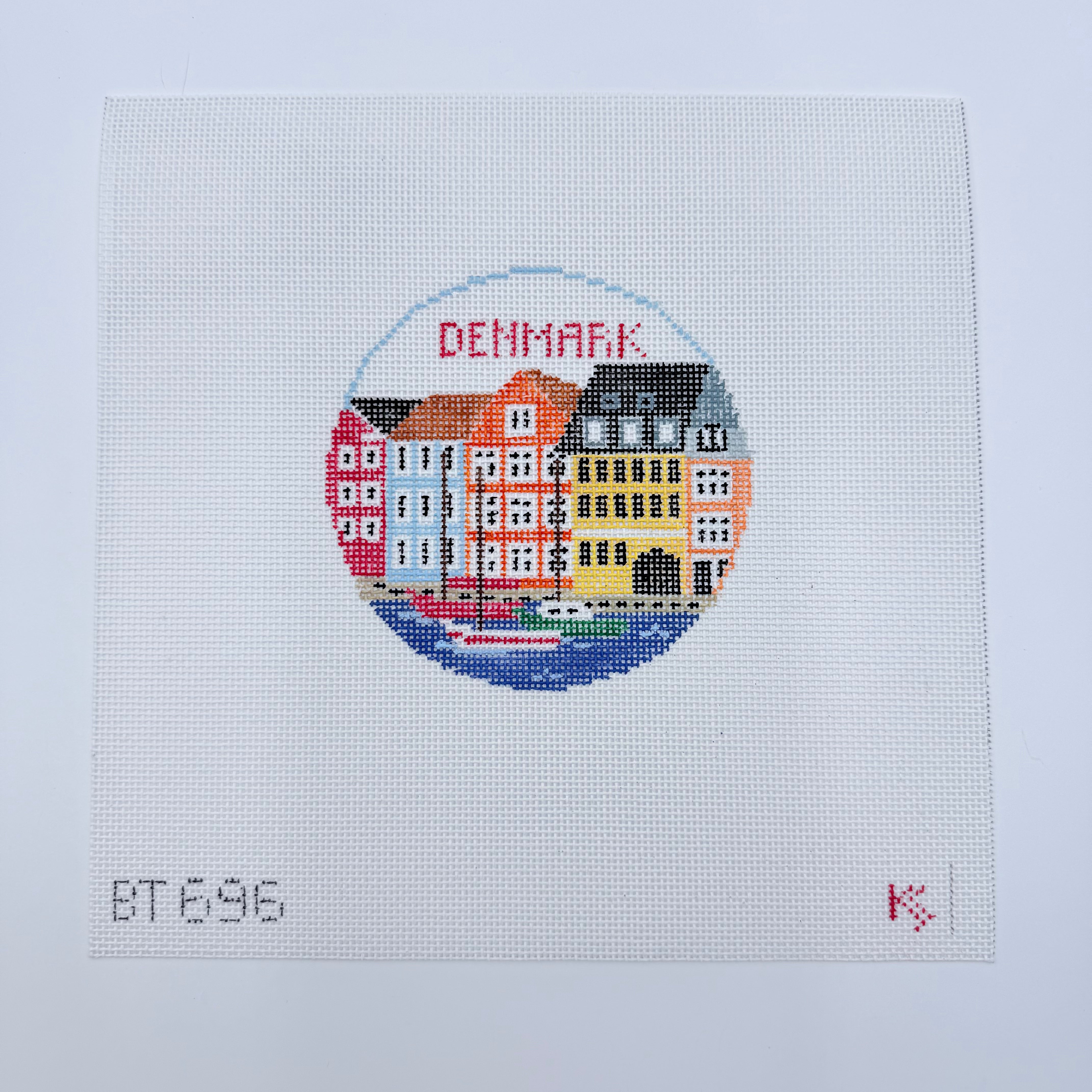 Denmark Travel Round Canvas - KC Needlepoint