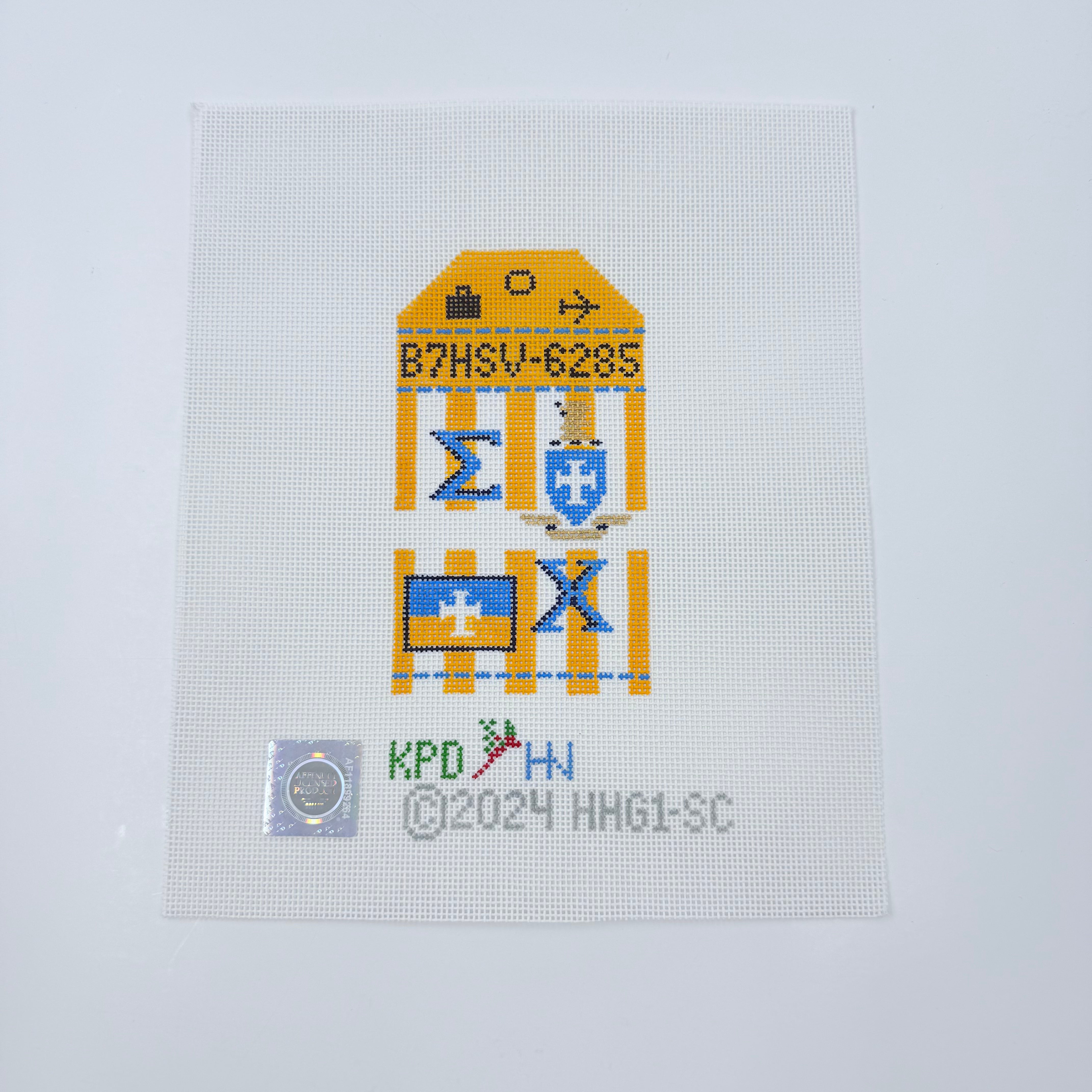 Sigma Chi Travel Tag Canvas - KC Needlepoint