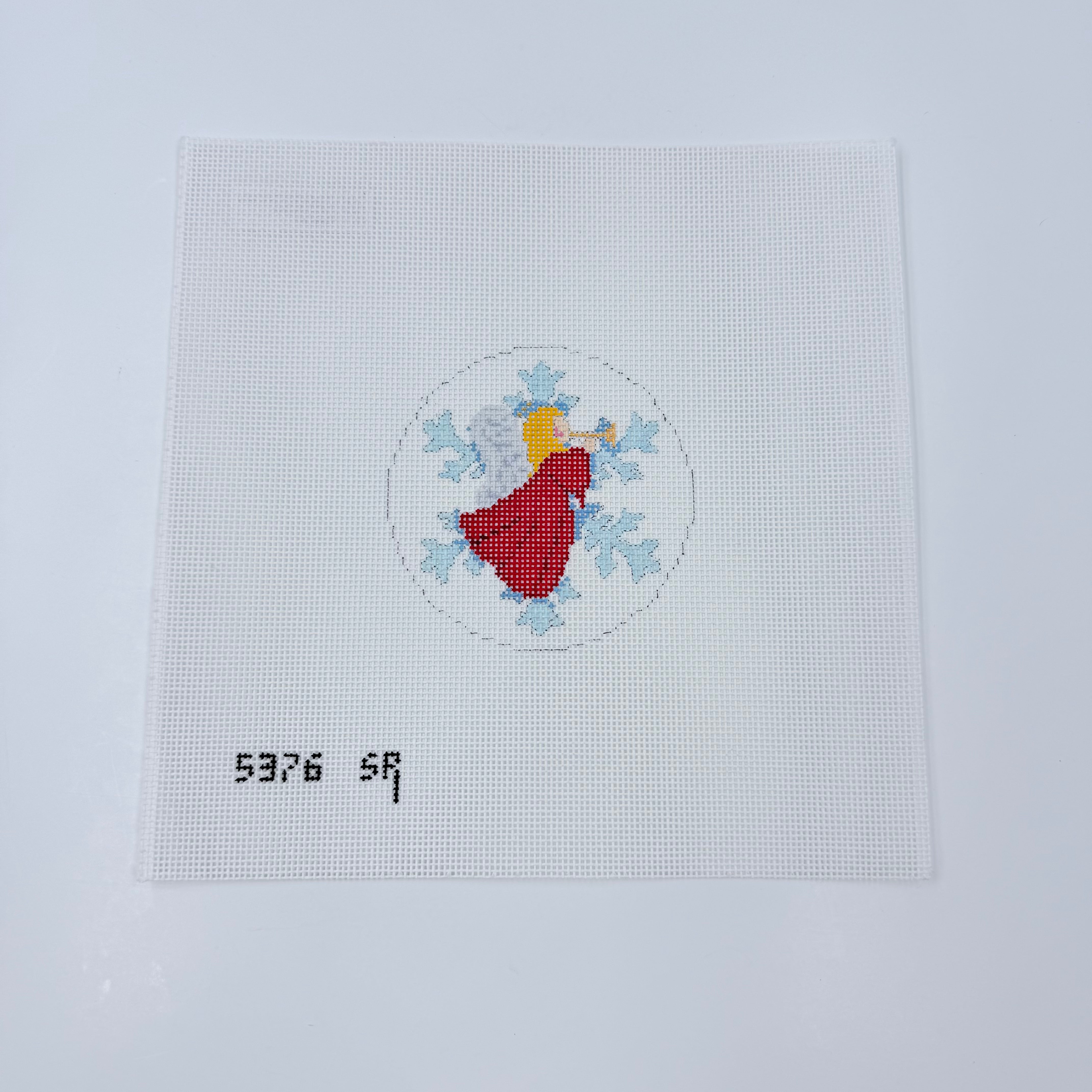 Angel Snowflake Round Canvas - KC Needlepoint