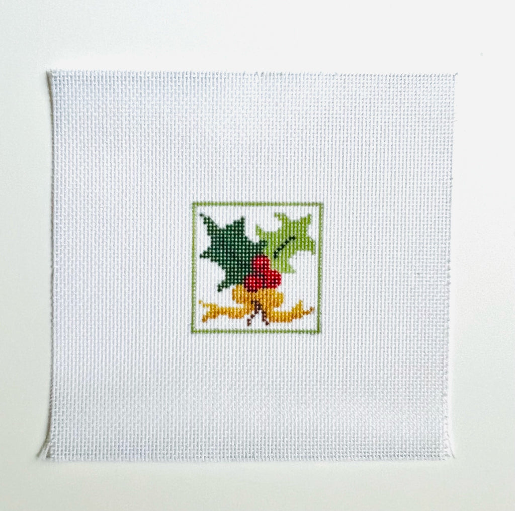 Holly Square Canvas - KC Needlepoint
