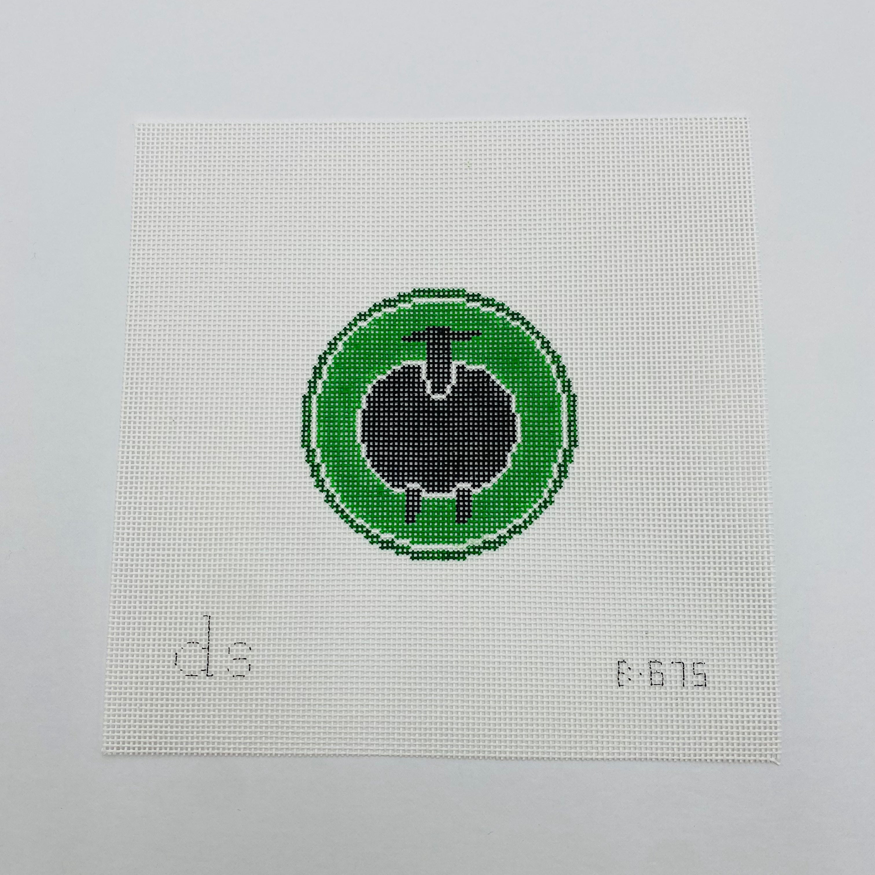 Black Sheep Round Canvas - KC Needlepoint