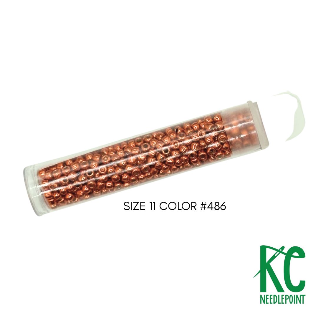 Size 11 Seed Beads 486 Galvanized Bright Copper - KC Needlepoint