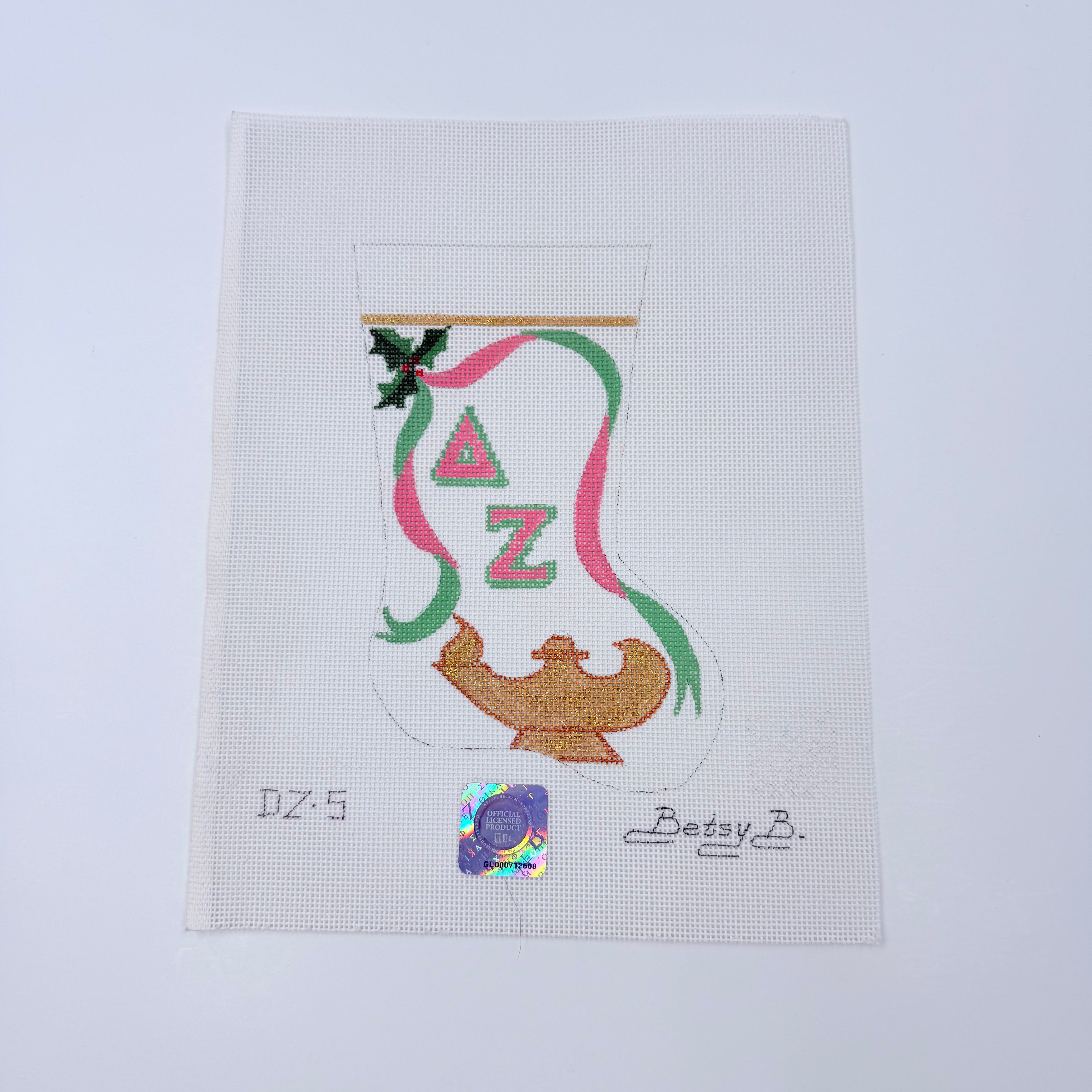 Delta Zeta Lamp Mini Sock Canvas - KC Needlepoint