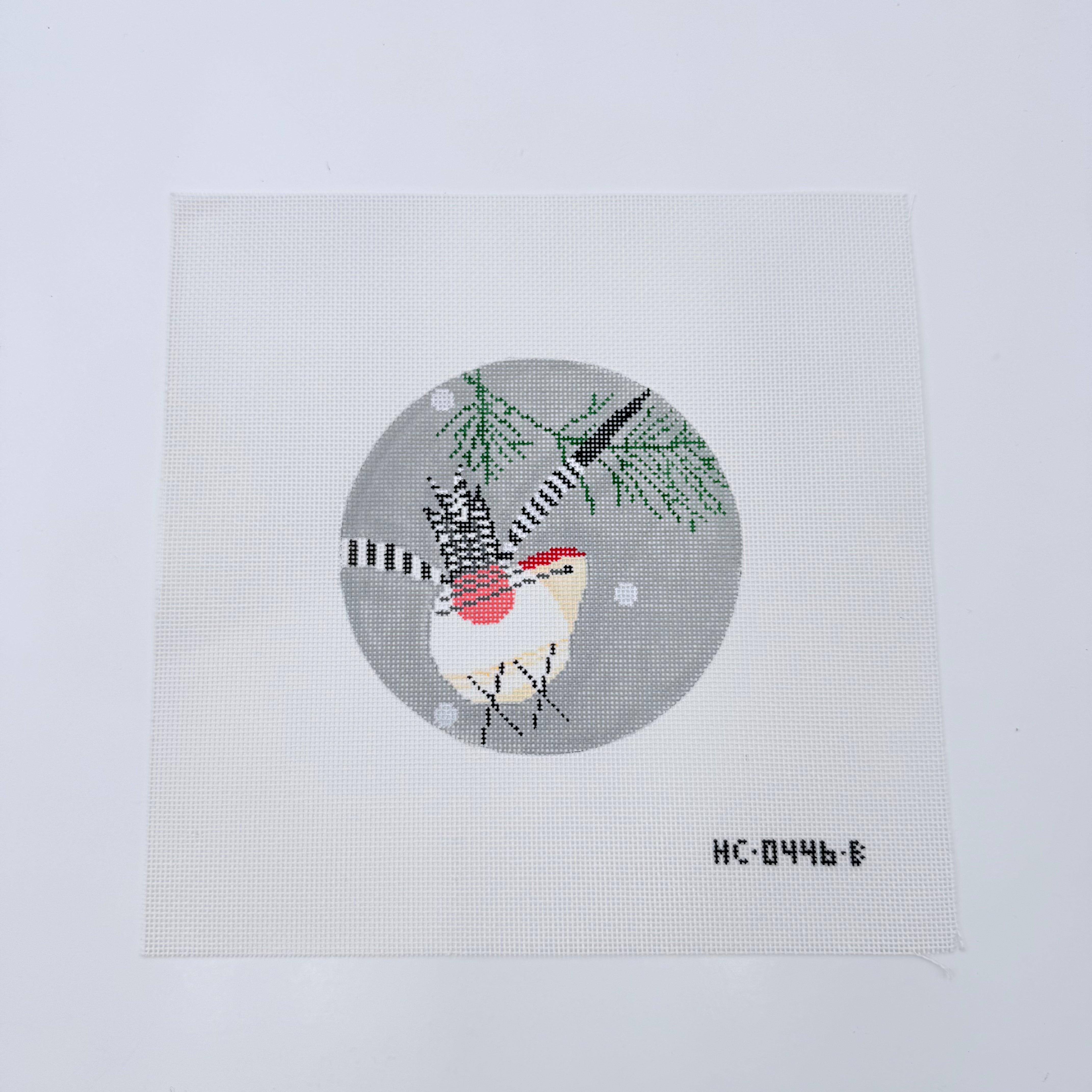 Red Belly Woodpecker Round Canvas - KC Needlepoint