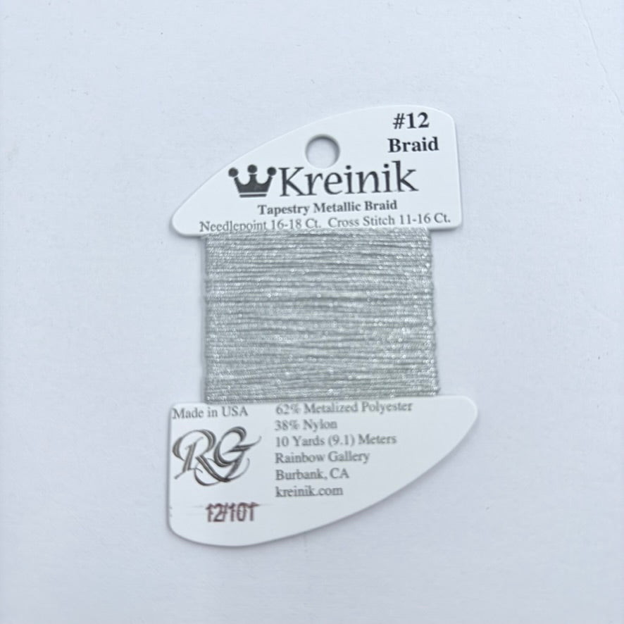 Kreinik Card Size 12 101 Platinum - KC Needlepoint